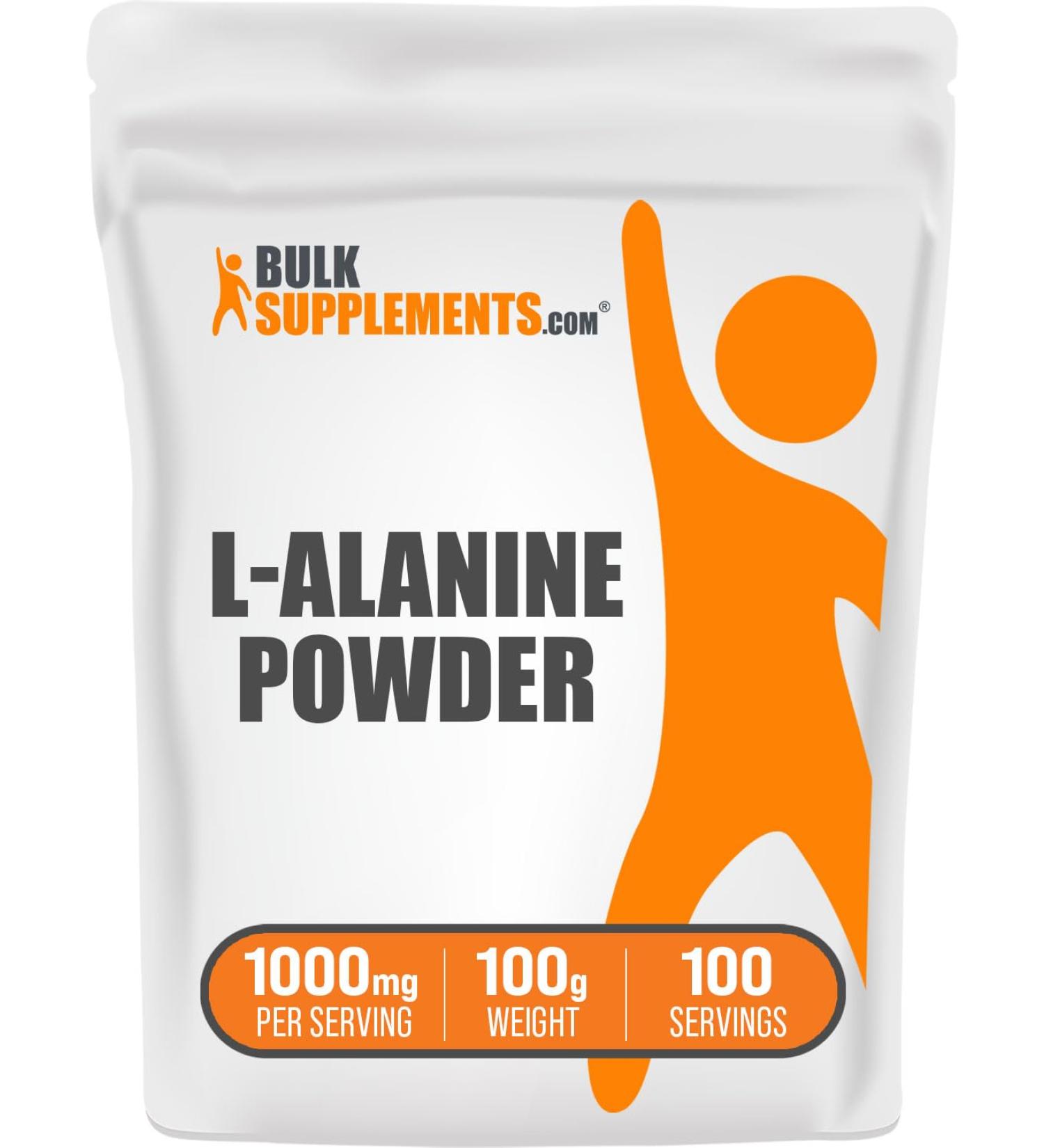 Buy BulkSupplements L-Alanine Powder - 1000mg Amino Acid Supplement Unflavored & Gluten Free - 100g (3.5 oz) - 100 Servings - Buy Online on GoSupps.com