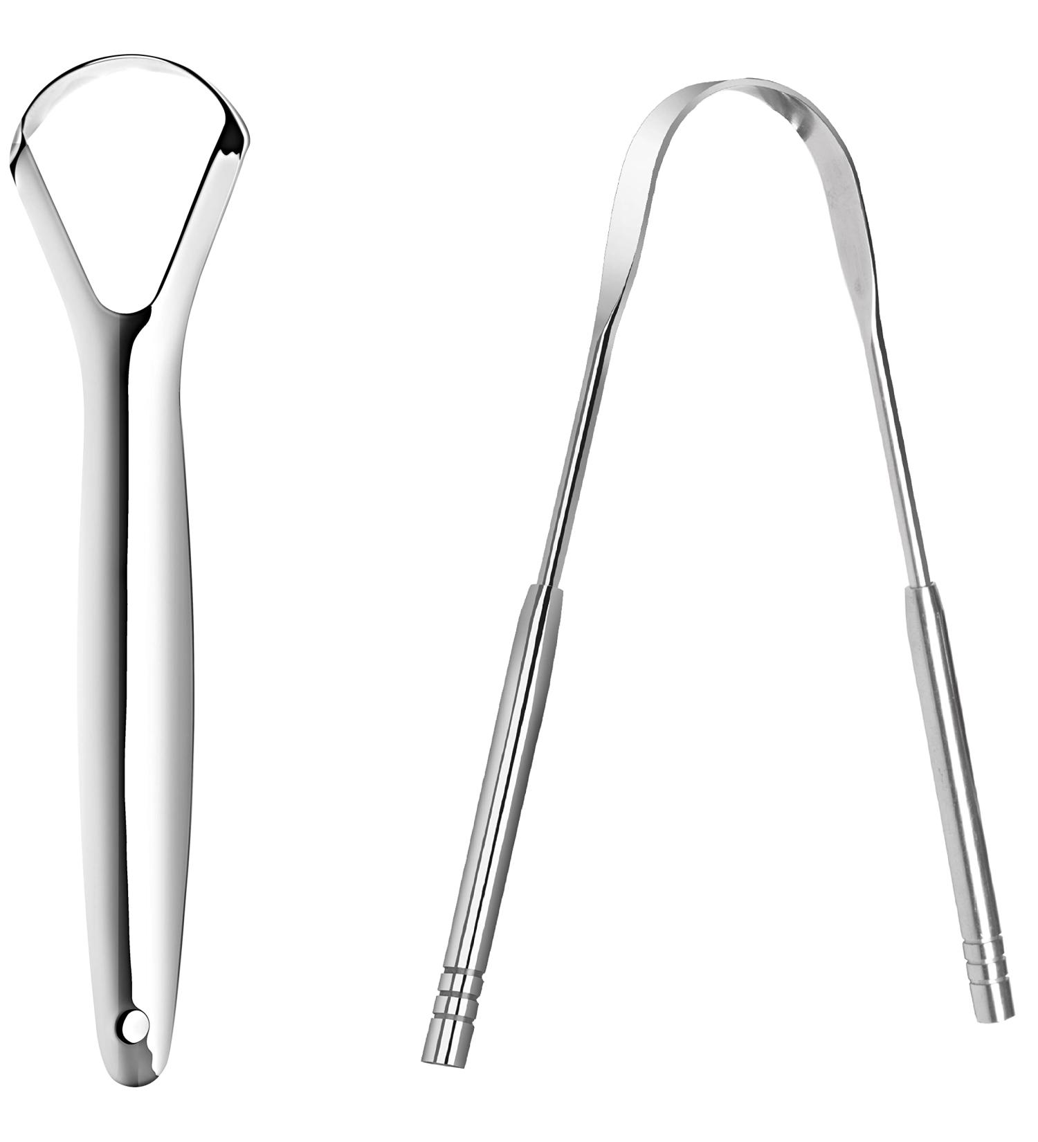 Medical Grade Stainless Steel Tongue Scraper - Set of 2 for Adults - Tounge Cleaner for Fresh Breath and Oral Health - Buy Online on GoSupps.com