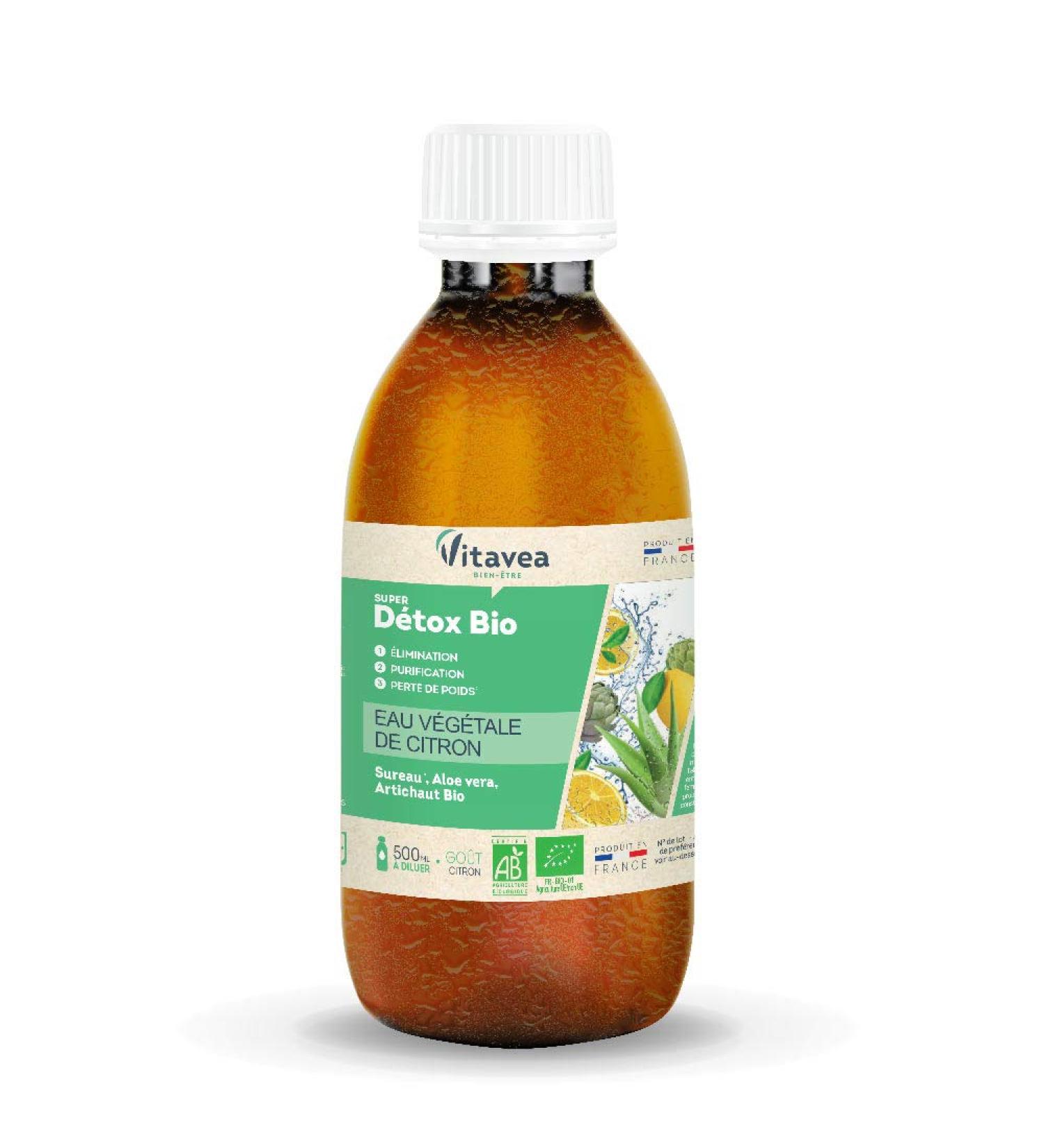 Vitavea Super Detox Organic Supplement Elimination Purification Weight Loss - Super Drainer Detox - Elderberry Aloe Vera Artichoke - 500 ml - 10 Day Cure - Made in France - Buy Online on GoSupps.com