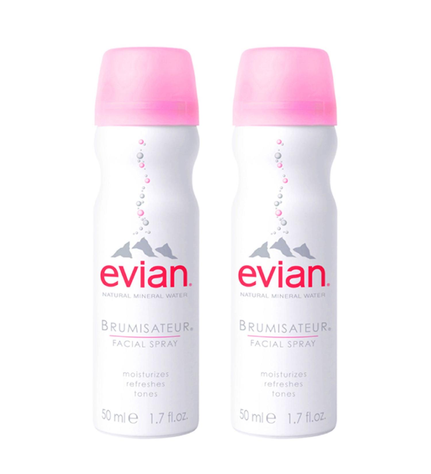 Evian Facial Spray Travel Duo 1.7 Fl Oz - Pack of 2 | Hydrating Face Mist Set - Buy Online on GoSupps.com
