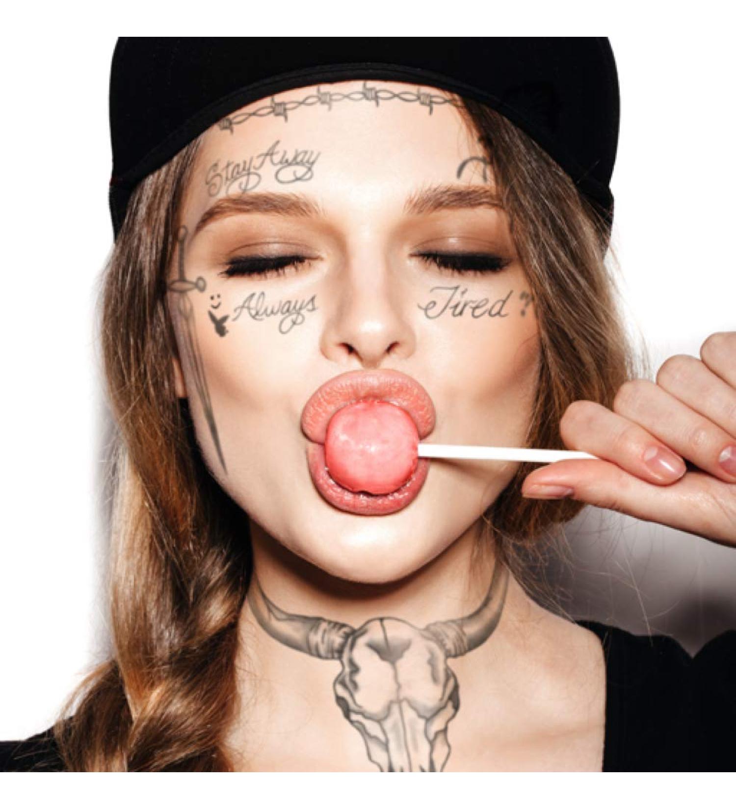 Inkdaze Post Malone Face Tattoo Set - Temporary Tattoo Accessories - Skin Safe - 16 Pieces - Buy Online on GoSupps.com