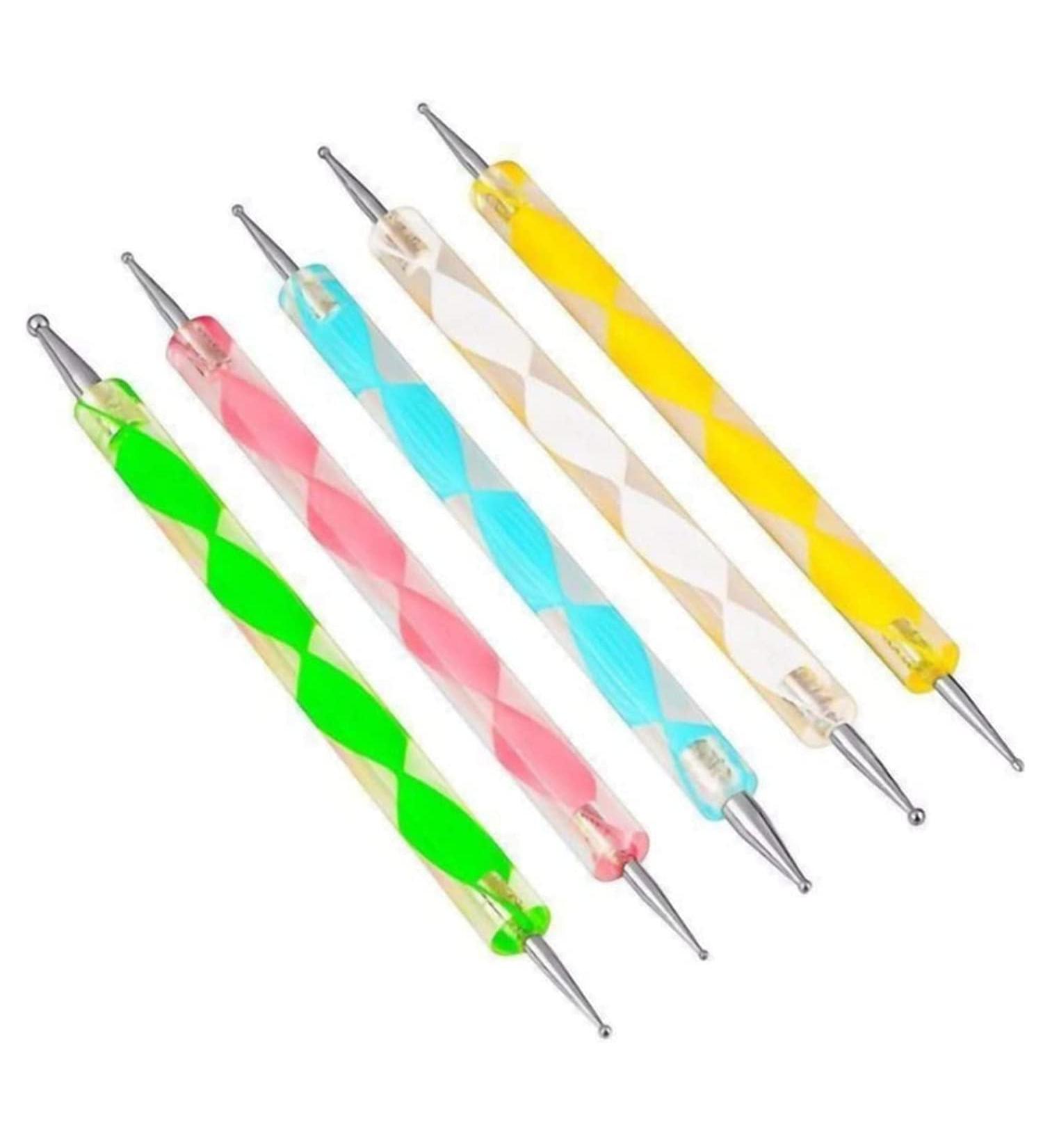Jsdoin 5 pc 2 Way Dotting Pen Nail Art Tool Set for Manicure - Dot Paint Kit - Buy Online on GoSupps.com