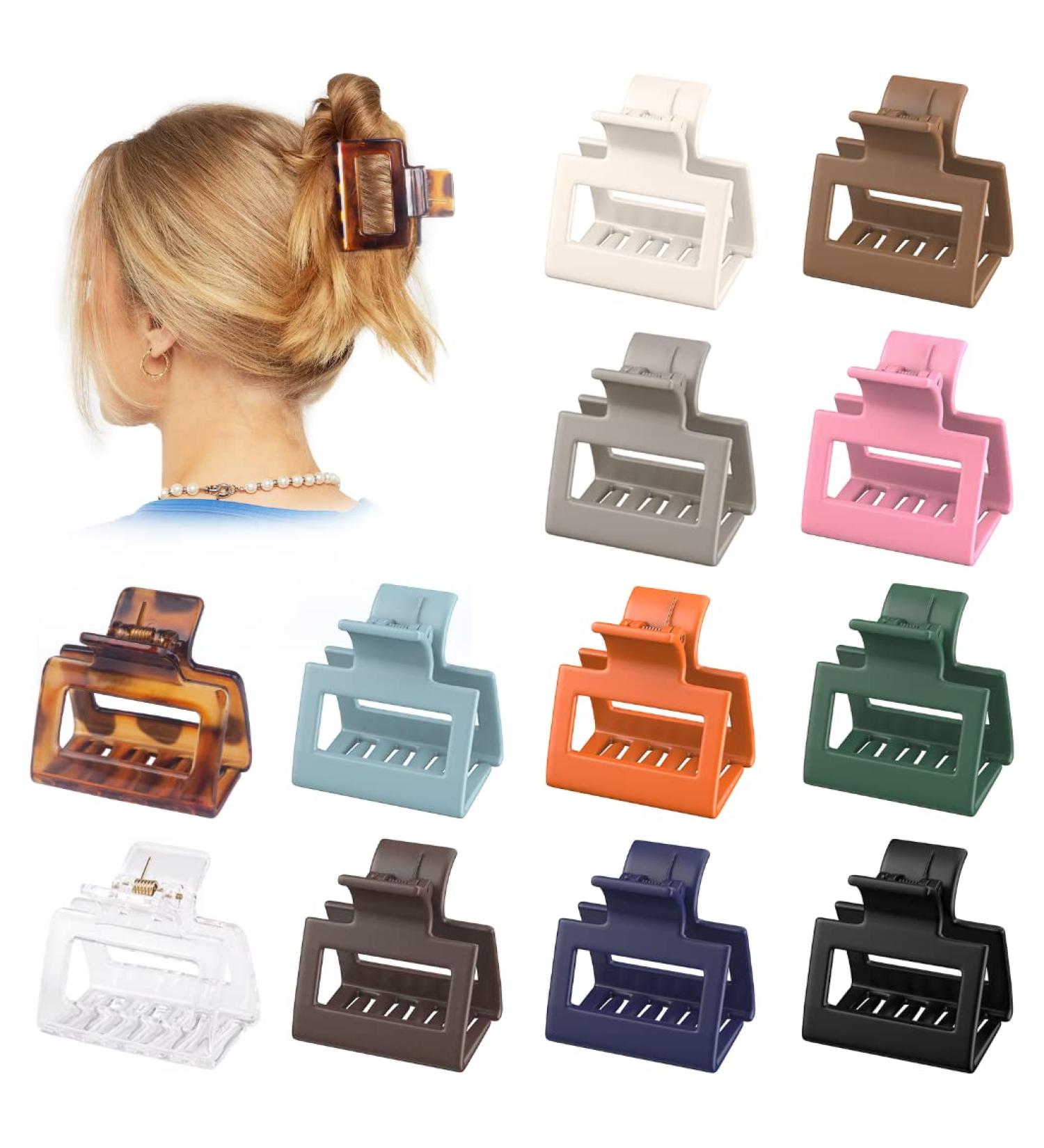 12 Pack Tisenla Small Hair Claw Clips + 2 Medium Clips for Women - Non-Slip Hair Styling Accessories - Buy Online on GoSupps.com
