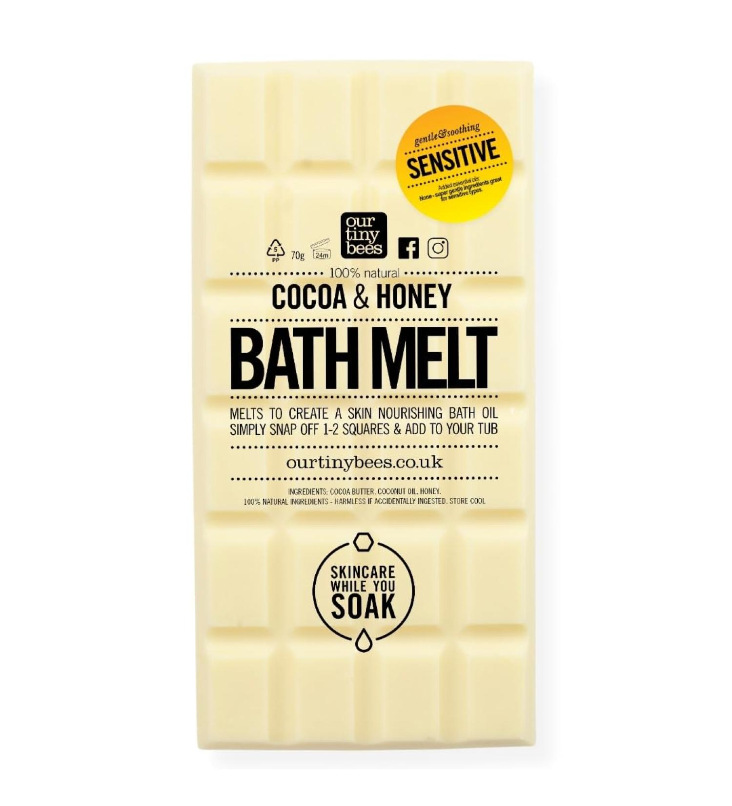 Bath Melt - Unscented Sensitive Skin Bath Oil (24 Uses) - 100% Natural Formula for Eczema, Babies - Our Tiny Bees Skincare - Buy Online on GoSupps.com