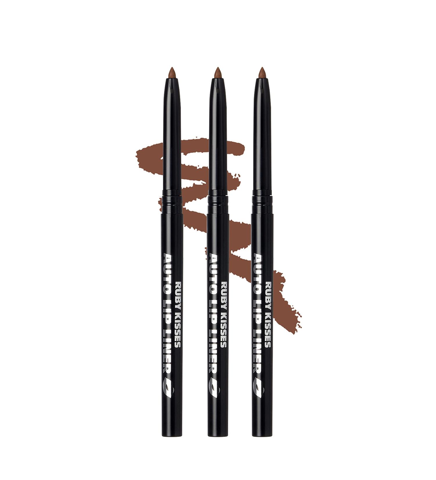 Ruby Kisses Auto Lip Liner Pencil 3 Pack (Espresso) - Long Lasting Smooth Application - Buy Online on GoSupps.com