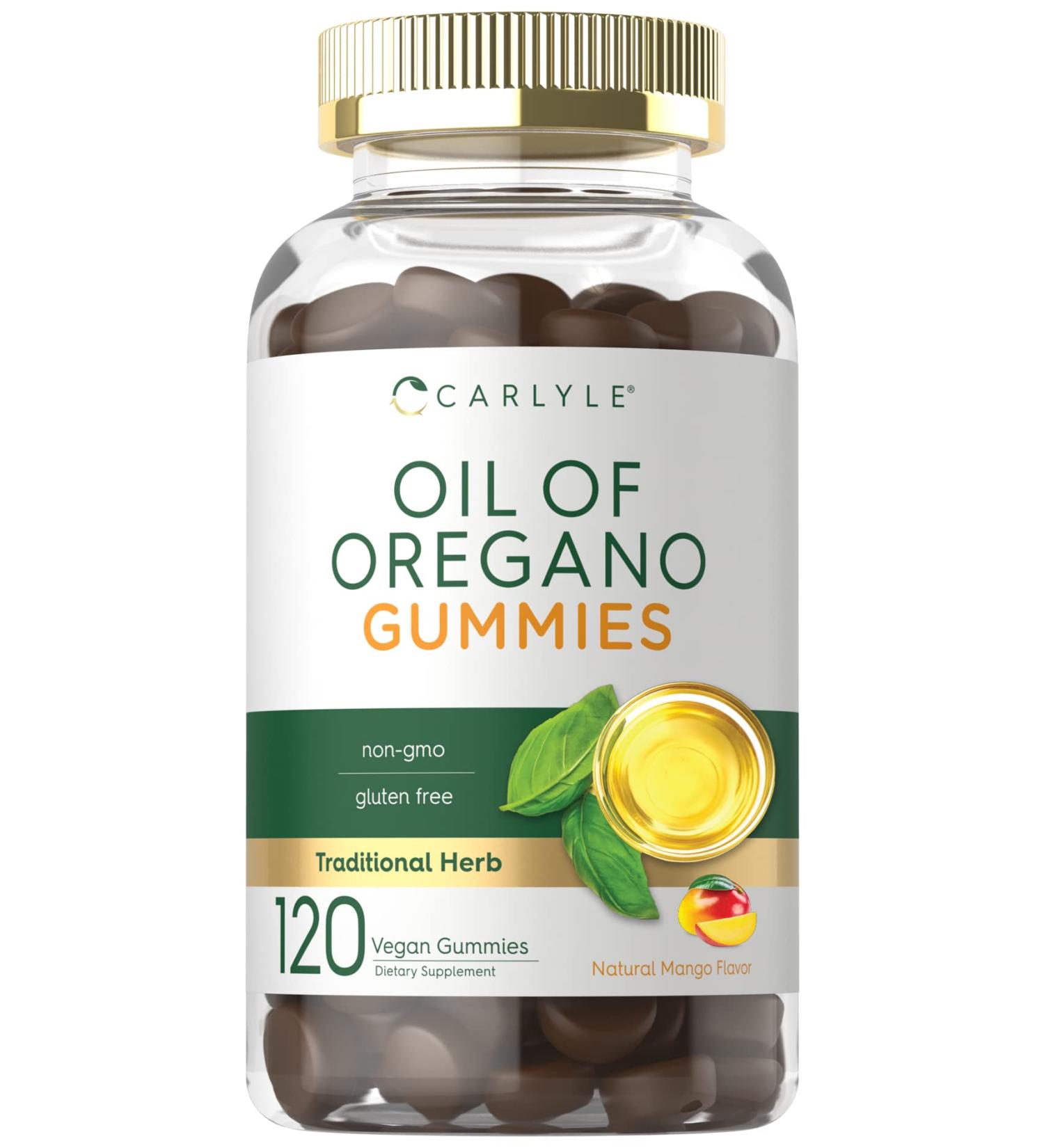 Carlyle Oregano Oil Gummies 3000mg 120 Count Natural Mango Flavor Vegan Non-GMO Gluten Free Traditional Herb Supplement - Buy Online on GoSupps.com