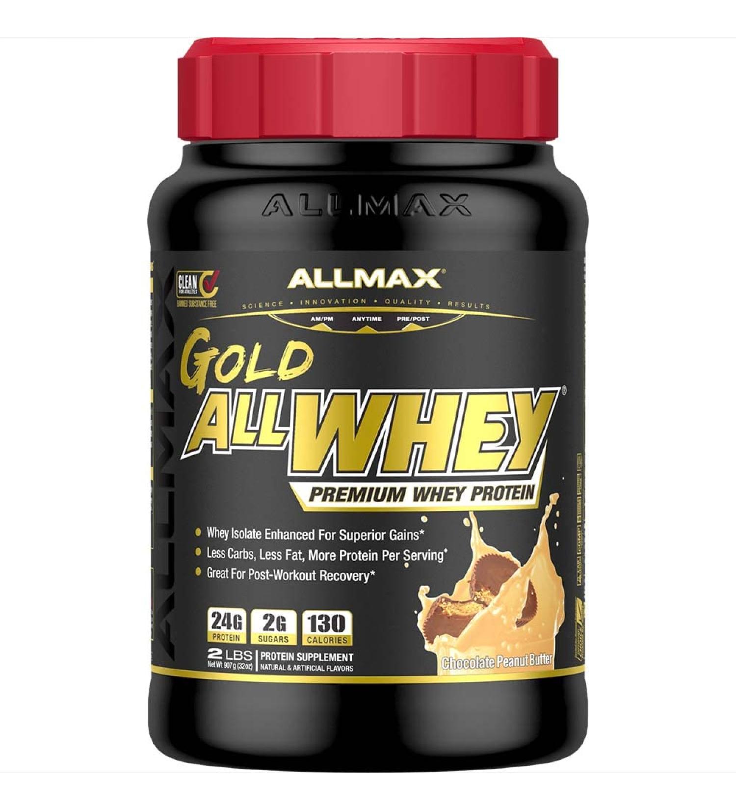 ALLMAX Nutrition AllWhey Gold 100% Whey Protein Isolate - Chocolate Peanut Butter 2 lbs - Buy Online on GoSupps.com