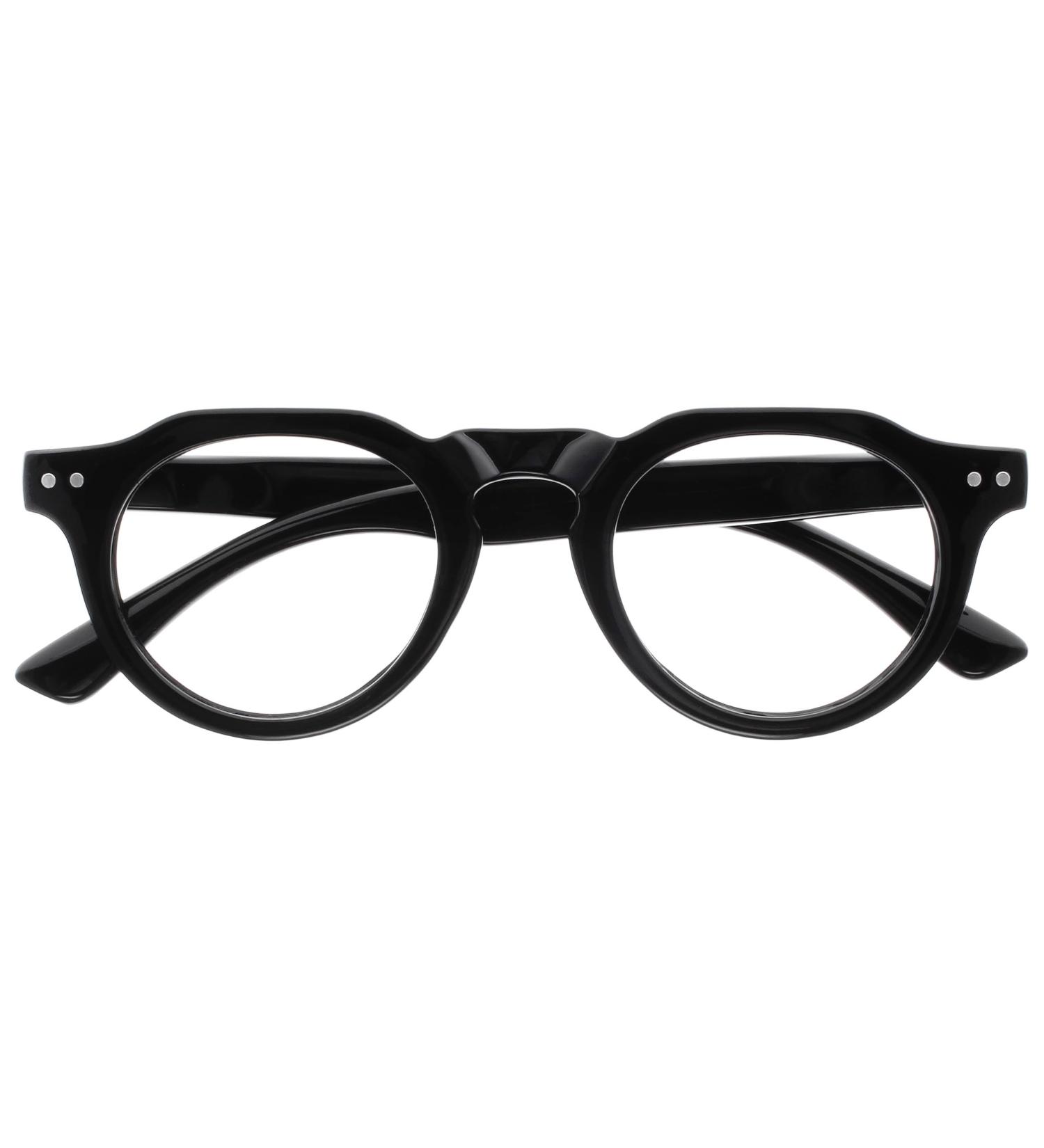 Opulize Rio Reading Glasses - Blue Light Filter Spring Hinges Unisex - B53-1 +2.50 Magnification - Glossy Black - Buy Online on GoSupps.com