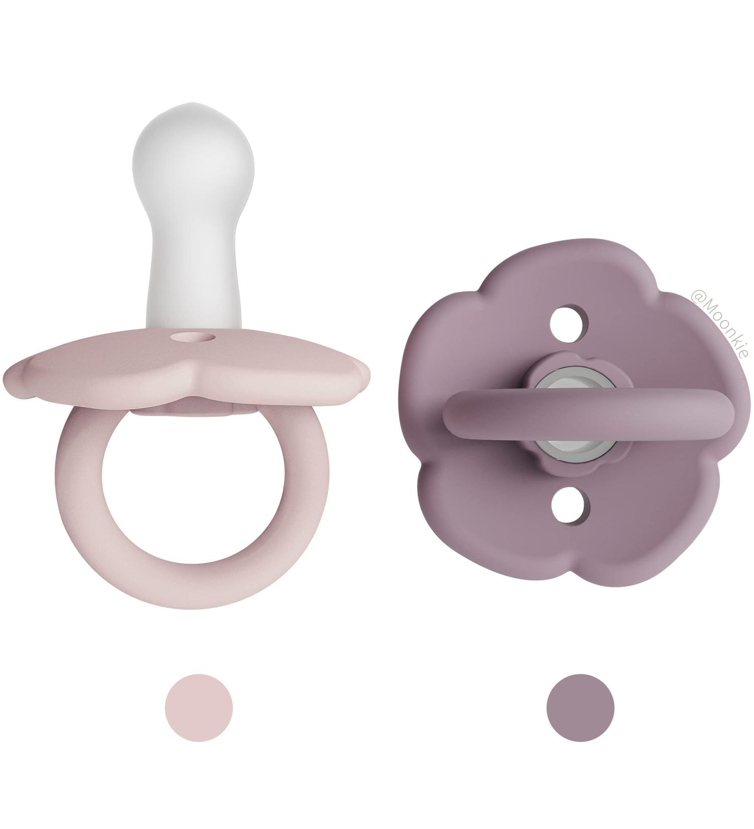 Moonkie Soothie Pacifiers Set of 2 - BPA-Free Baby Pink/Pale Mauve Pacifier for Newborns & Infants, Large Air Holes, Safe & Comfortable, Essential for Babies 6 Months - Buy Online on GoSupps.com