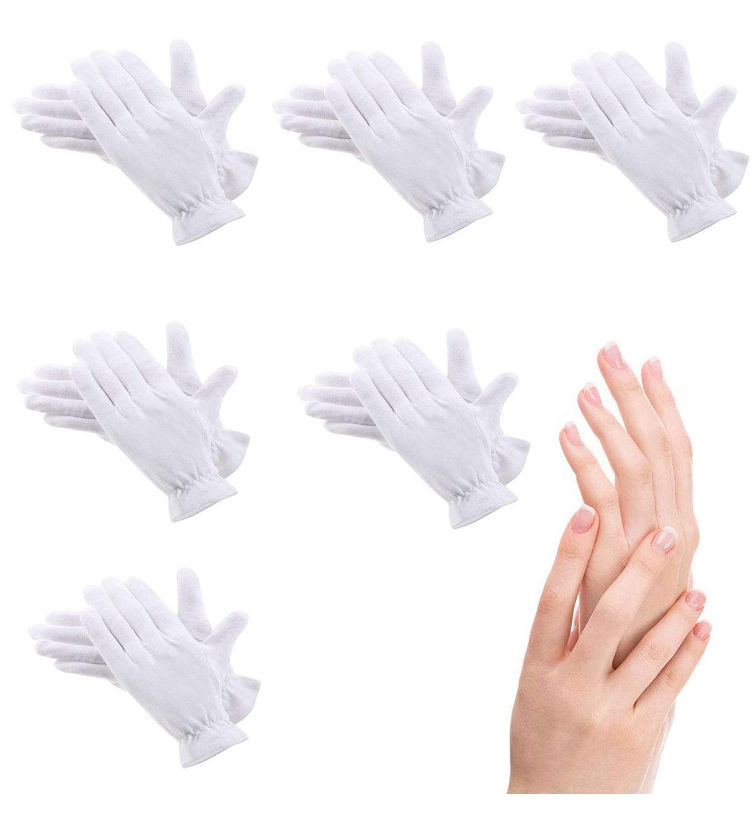 Moisturizing Gloves for Over Night Bedtime | Premium Cotton | Eczema Dry Sensitive Skin Therapy | Secure Wristband | One Size Fits Most - 6 Pairs - Buy Online on GoSupps.com