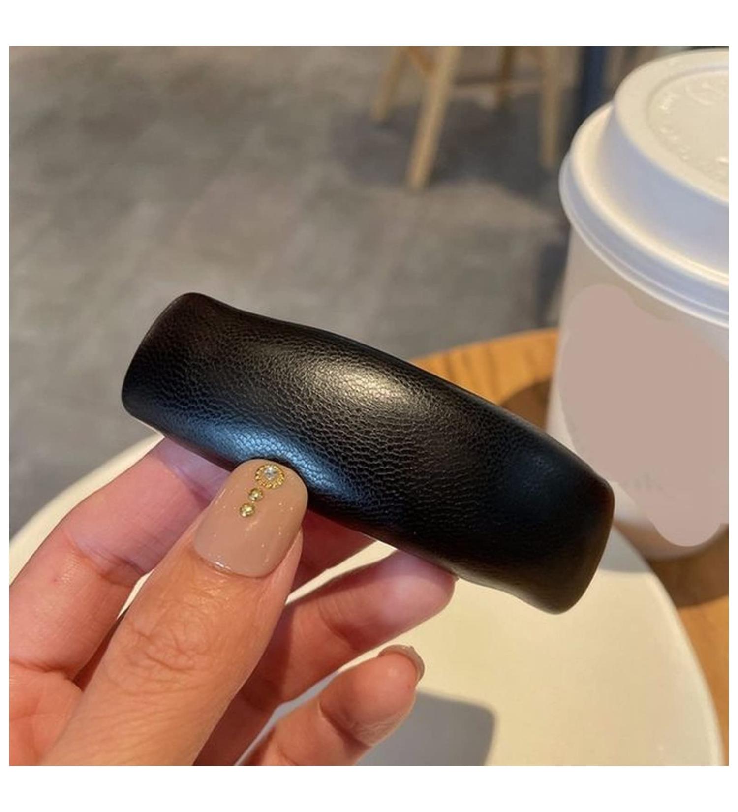 Hair Clips PU Leather Hair Clip Sponge Padded Barrette Solid Thick Hairpin Women Hair Snap Korean Style Headwear Blue Hair Clips (Size : Black 1) - Buy Online on GoSupps.com