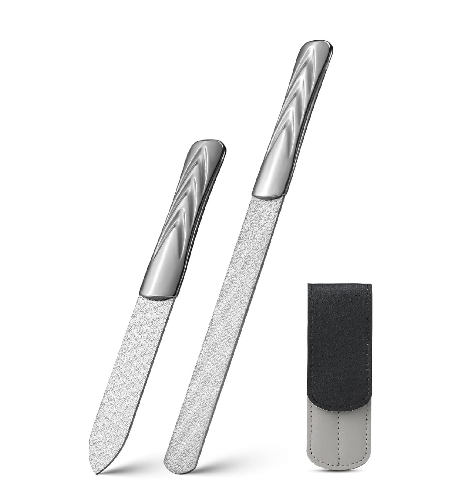 FVION 2 PCS Professional Metal Nail Files Set - Stainless Steel Double-Sided Nail File for Fingernails Toenails - Coarse and Fine Manicure Pedicure Tools - Buy Online on GoSupps.com