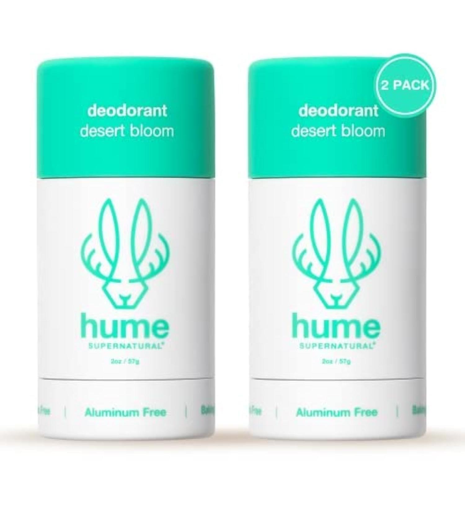Hume Supernatural Roll On Aluminum Free Deodorant for Women & Men - Safe for Sensitive Skin - Probiotic and Plant-Based - Long-Lasting Moisture Absorbing - Clean and Effective - Desert Bloom - 2-Pack Desert Bloom - 2 pack - Buy Online on GoSupps.com