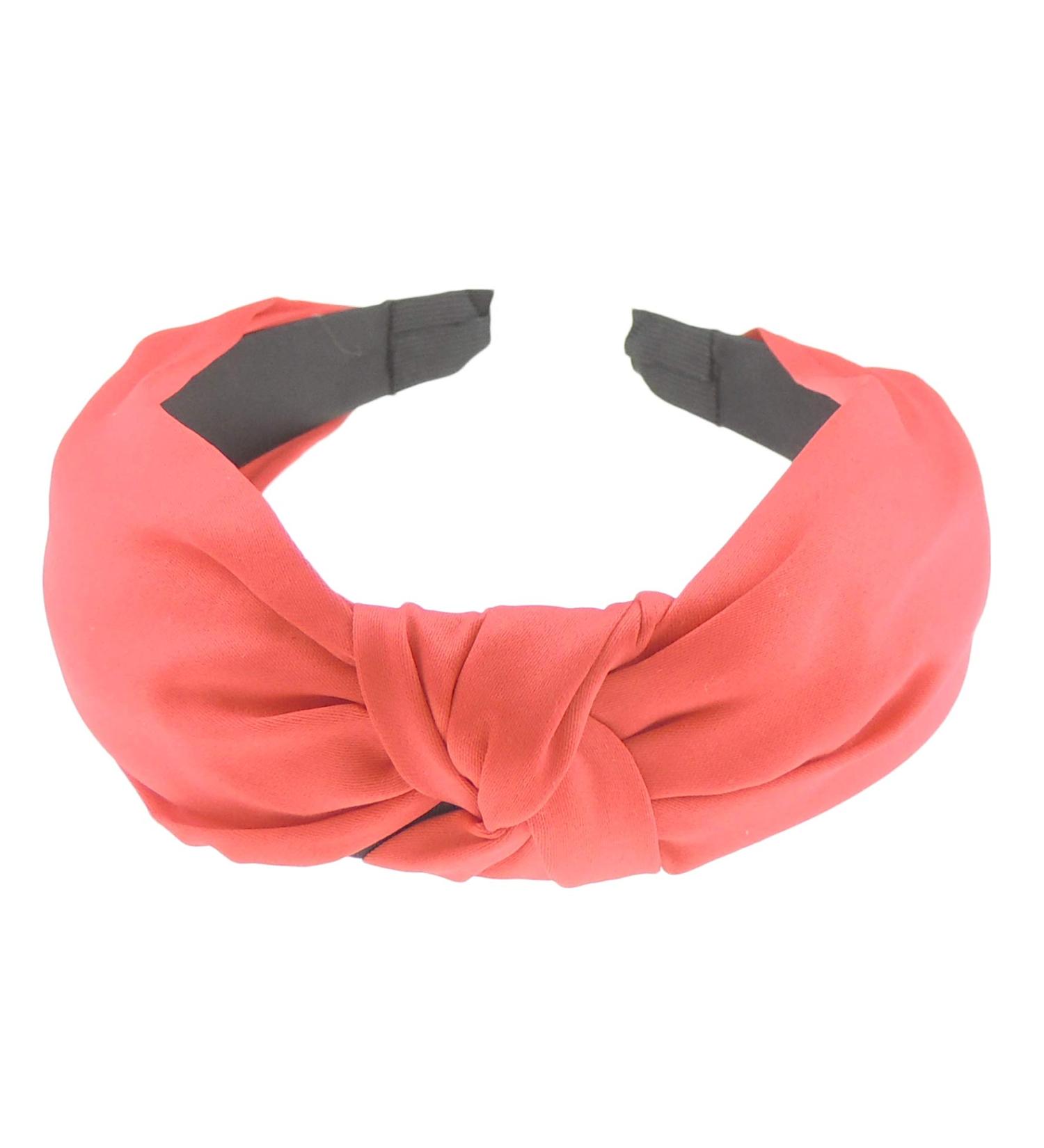 Ladies Covered Satin Party Top Knot Headband Alice Band (Red)