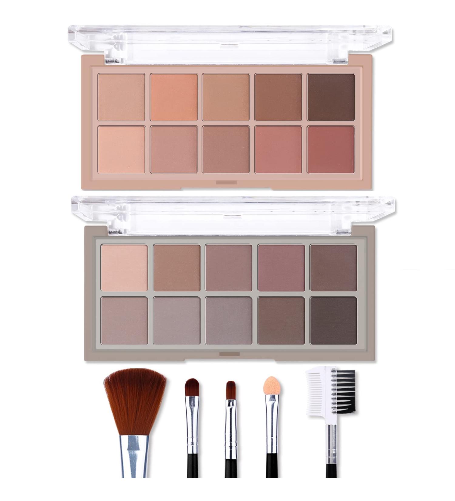 Hegafoo 10 Color Nude Eyeshadow Makeup Palette + 5 PCS Eye Brushes Set - Professional Naked Matte Shimmer Eye Shadow Kit | Long Lasting & Waterproof - Buy Online on GoSupps.com