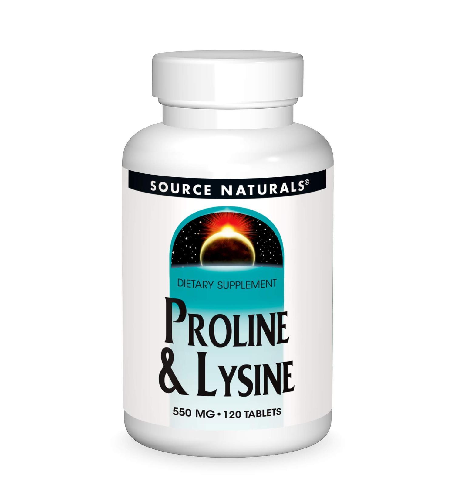 Source Naturals L-Proline & L-Lysine 120 Tablets - Premium Amino Acid Supplement - Buy Online on GoSupps.com