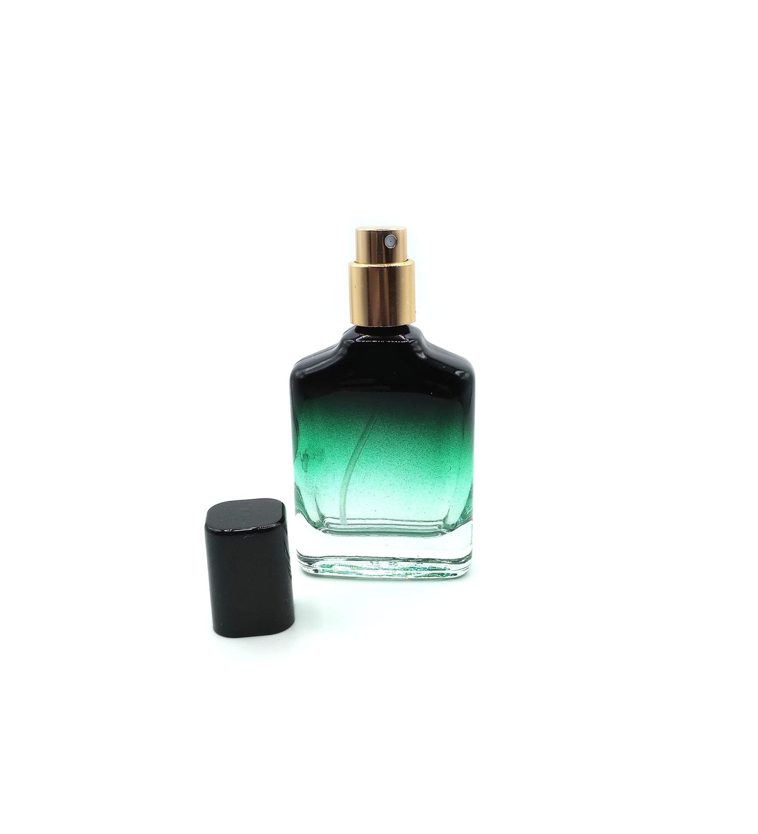 Z nitude Glassworks 30ml Empty Glass Perfume Spray Bottle - Black Gradient to Green Transparent Base