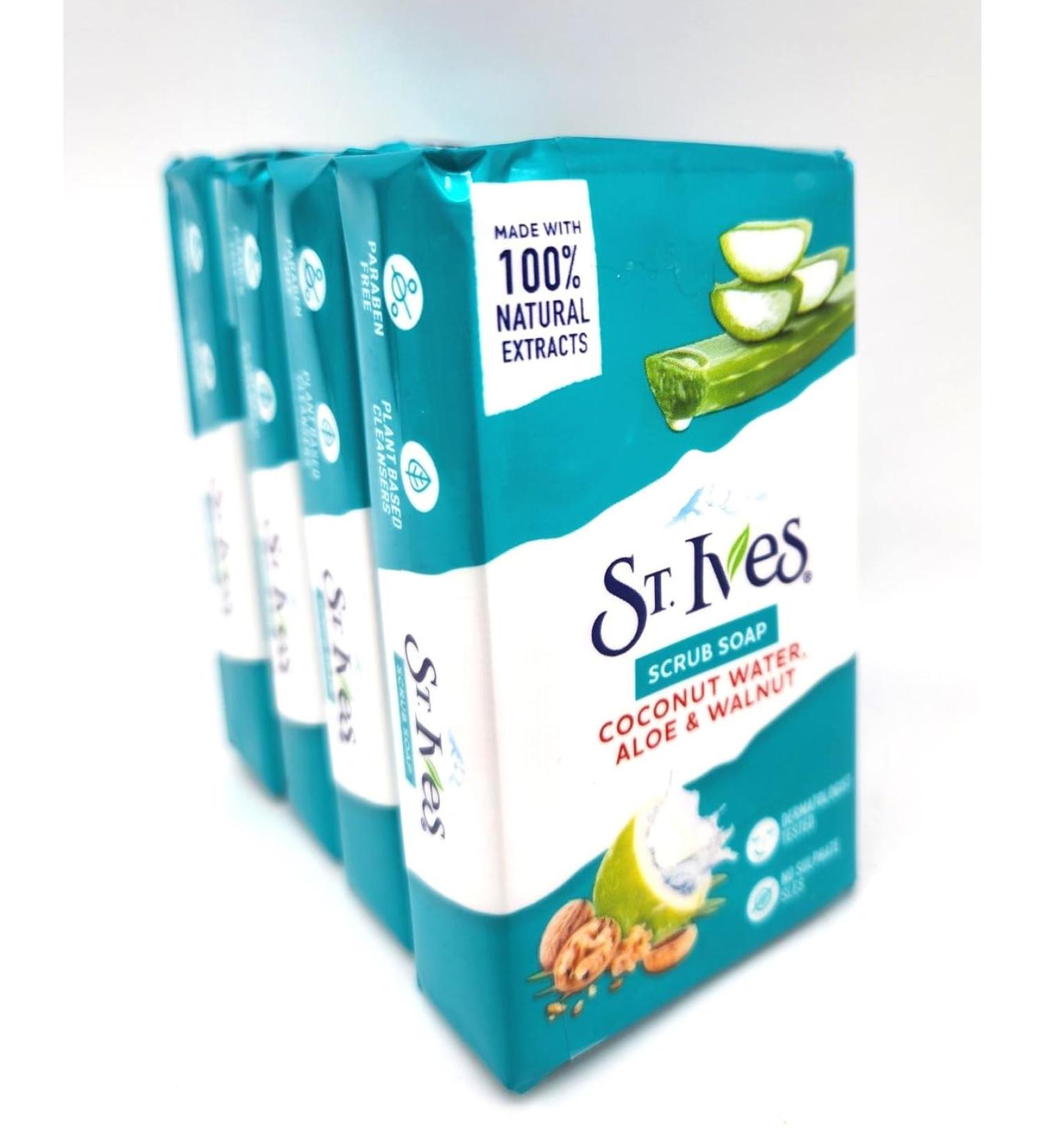 Buy St. Ives Scrub Bar Soap with Coconut Water & Aloe - 4 Pack | International Shipping Available - Buy Online on GoSupps.com