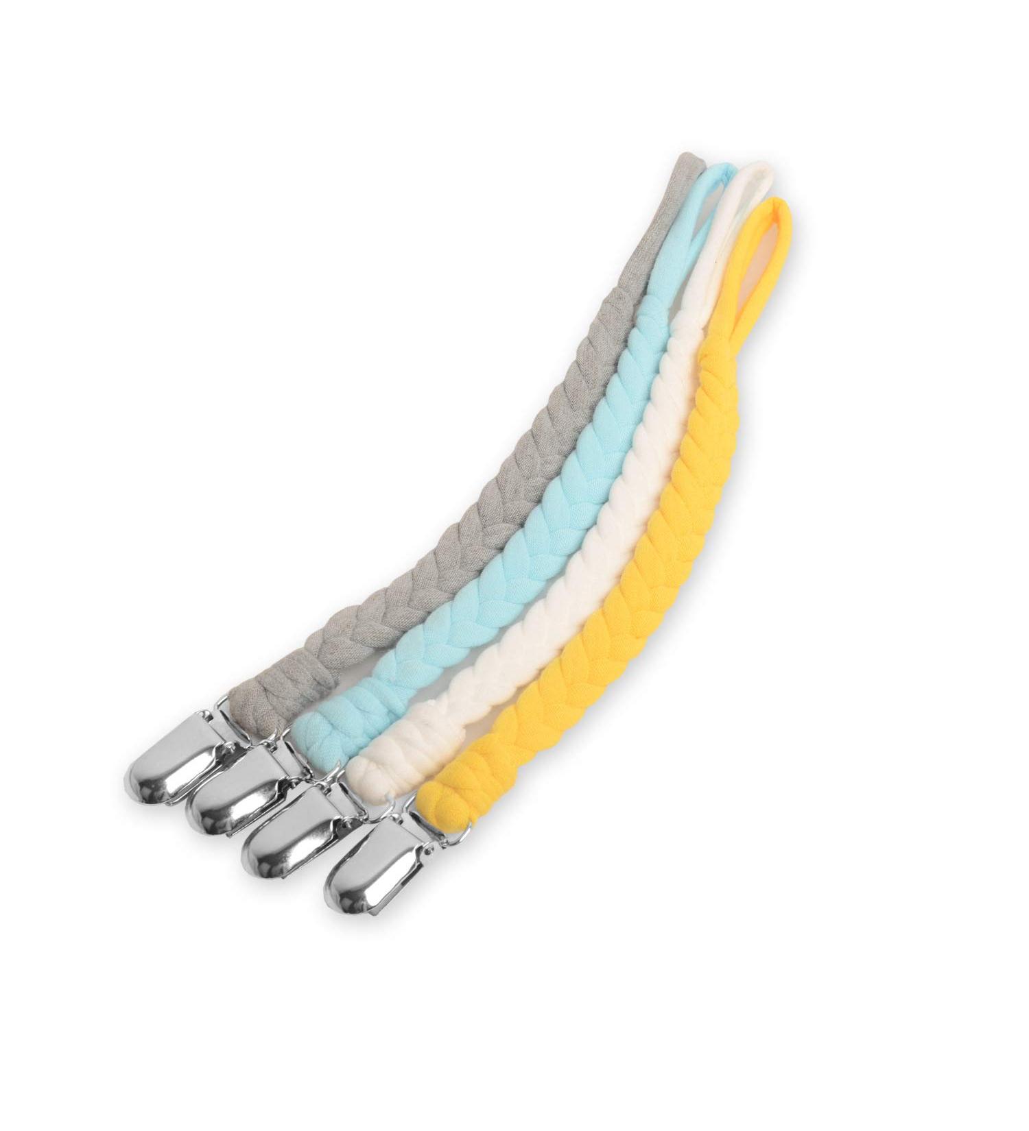 EXQUILEG 4Pcs Cotton Pacifier Strap Clips - Durable Stainless Steel Clamps for Unisex Babies - Buy Online on GoSupps.com