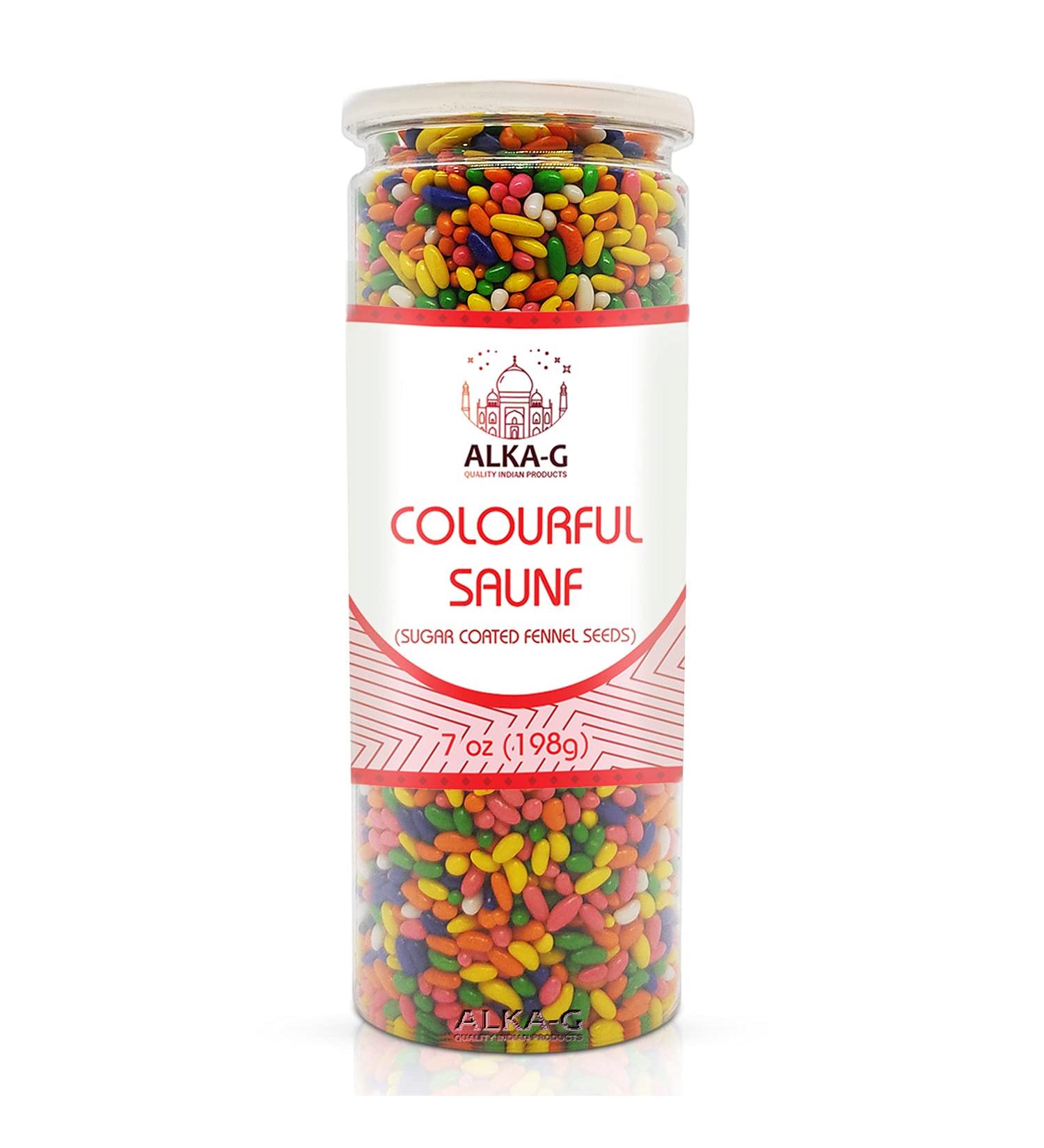 ALKA-G Sugar Coated Fennel Candy 10.5 oz (299 gm) - Sweet Indian After-Meal Digestive Treat - Buy Online on GoSupps.com