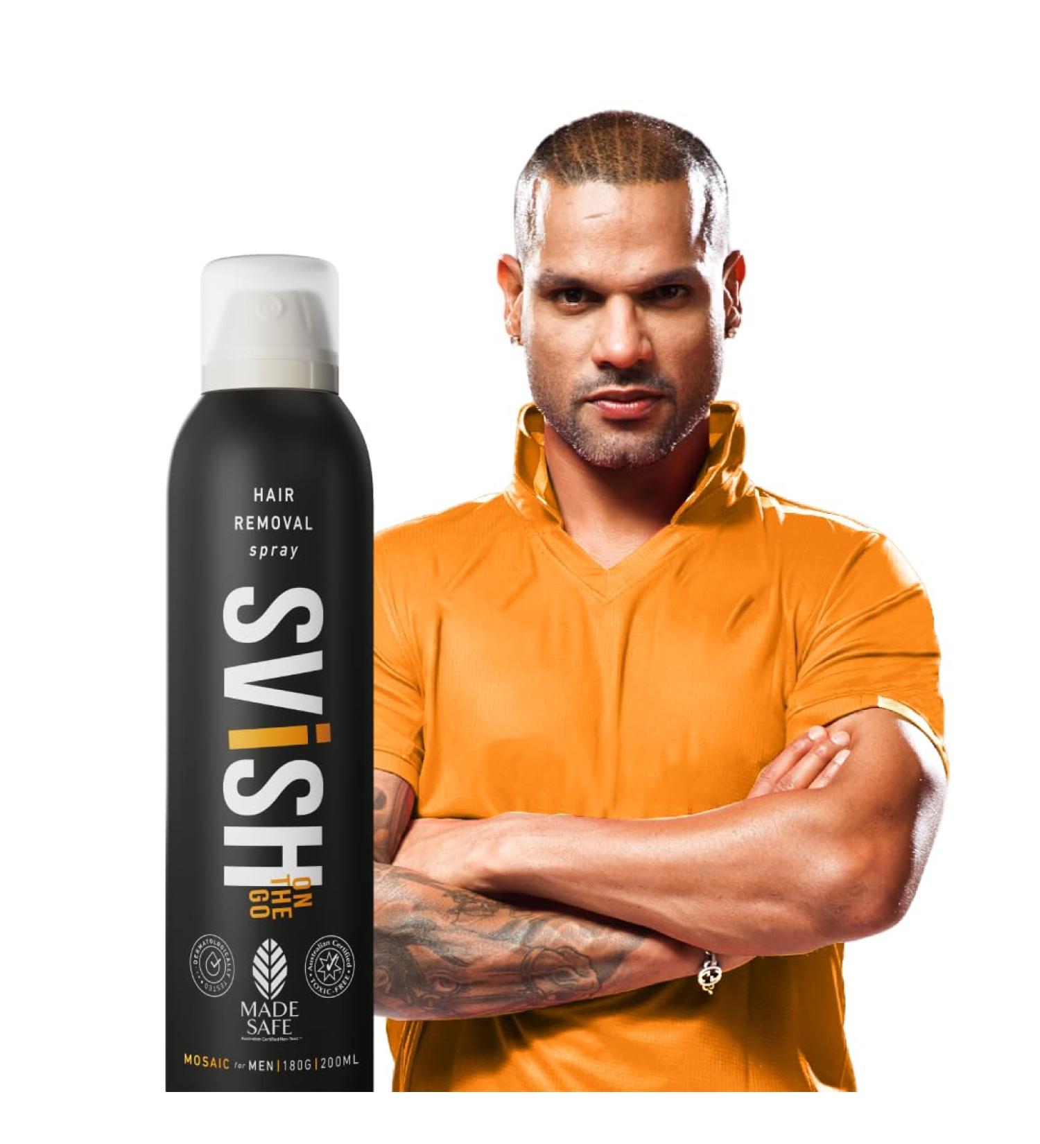 Svish On The Go Painless Body Hair Removal Spray for Men - 200ml | Made Safe Certified | Ideal for Chest Legs Under Arms | Includes Post Hair Removal Cream (25gm) - International Shipping Available - Buy Online on GoSupps.com