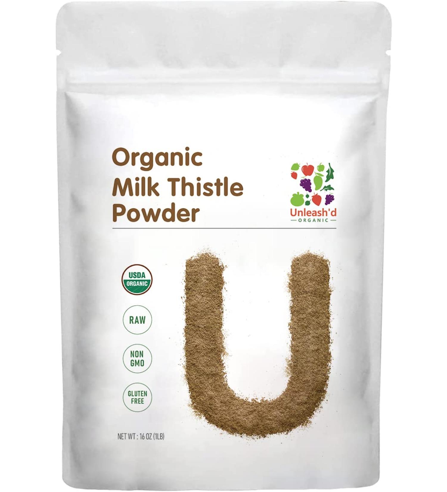 Organic Milk Thistle Powder - 1lb | Non-GMO, Gluten-Free, Vegan | Premium Seed Powder - 16oz - Buy Online on GoSupps.com