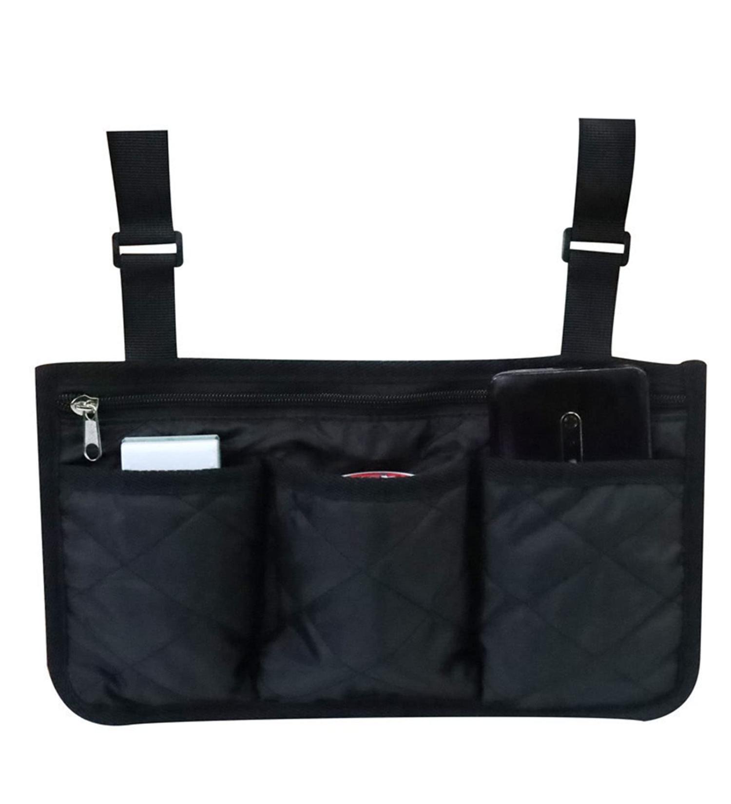 KSTZGTA Wheelchair Side Organizer Wheelchair Armrest Side Storage Bag with Cup Holder and Reflective Waterproof Wheelchair Armrest Side Storage Bag - Buy Online on GoSupps.com