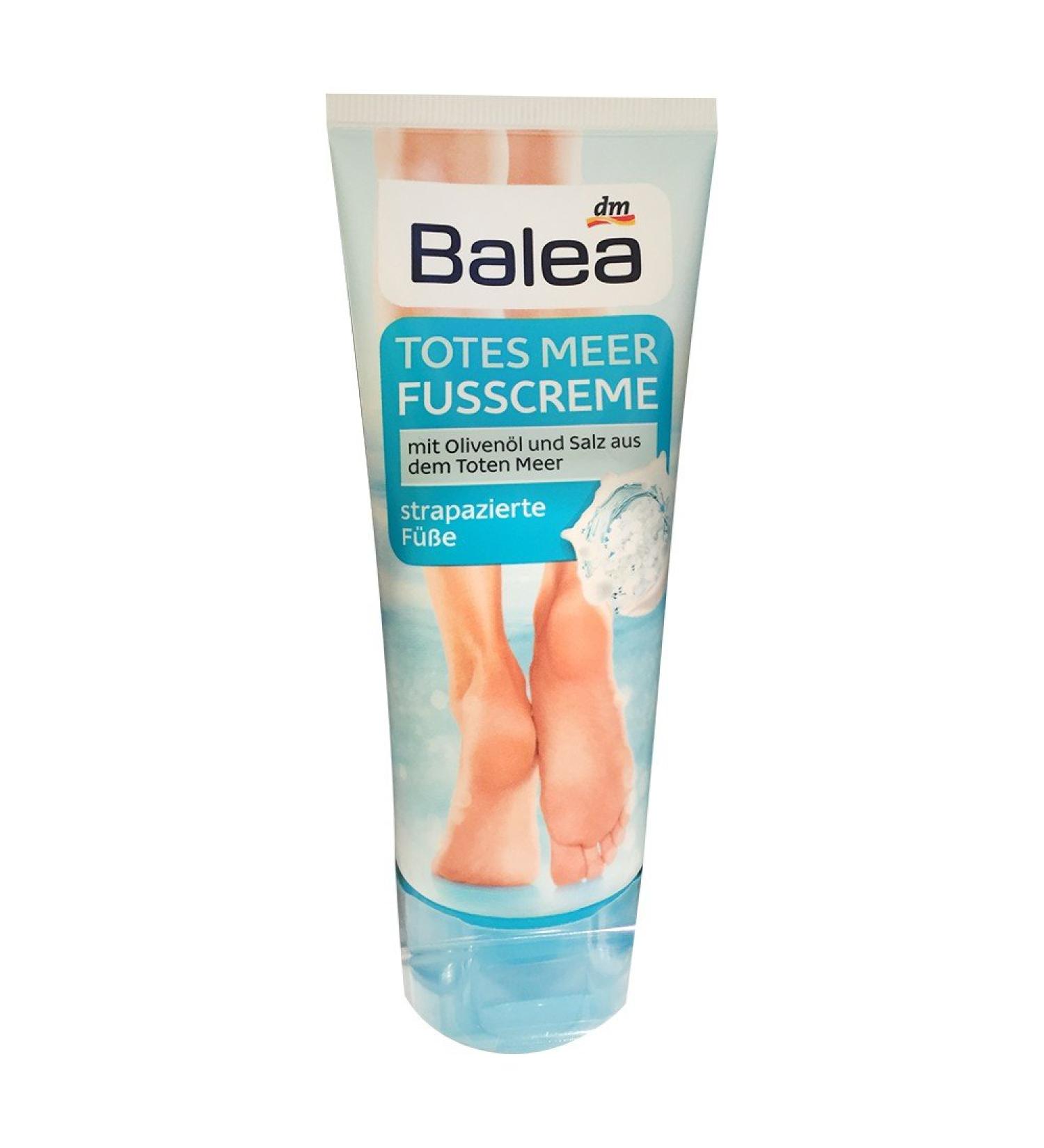 Balea Dead Sea Foot Cream with olive oil and salt from the Dead Sea for stressed feet (100ml tube)