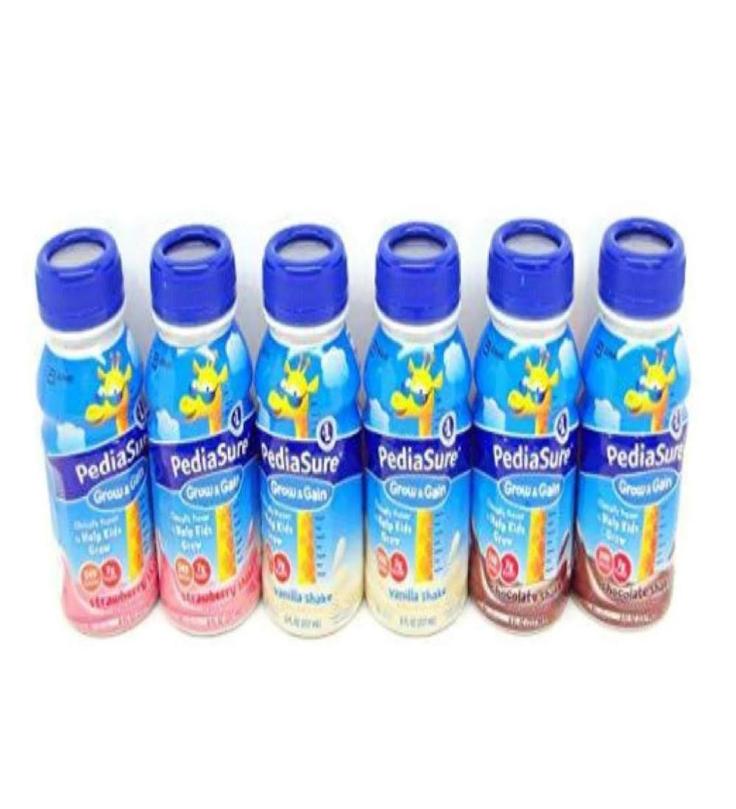 PediaSure Grow & Gain Vanilla, Chocolate & Strawberry Shakes 6 (8 Oz.) Bottles - Small Storage Space Friendly!