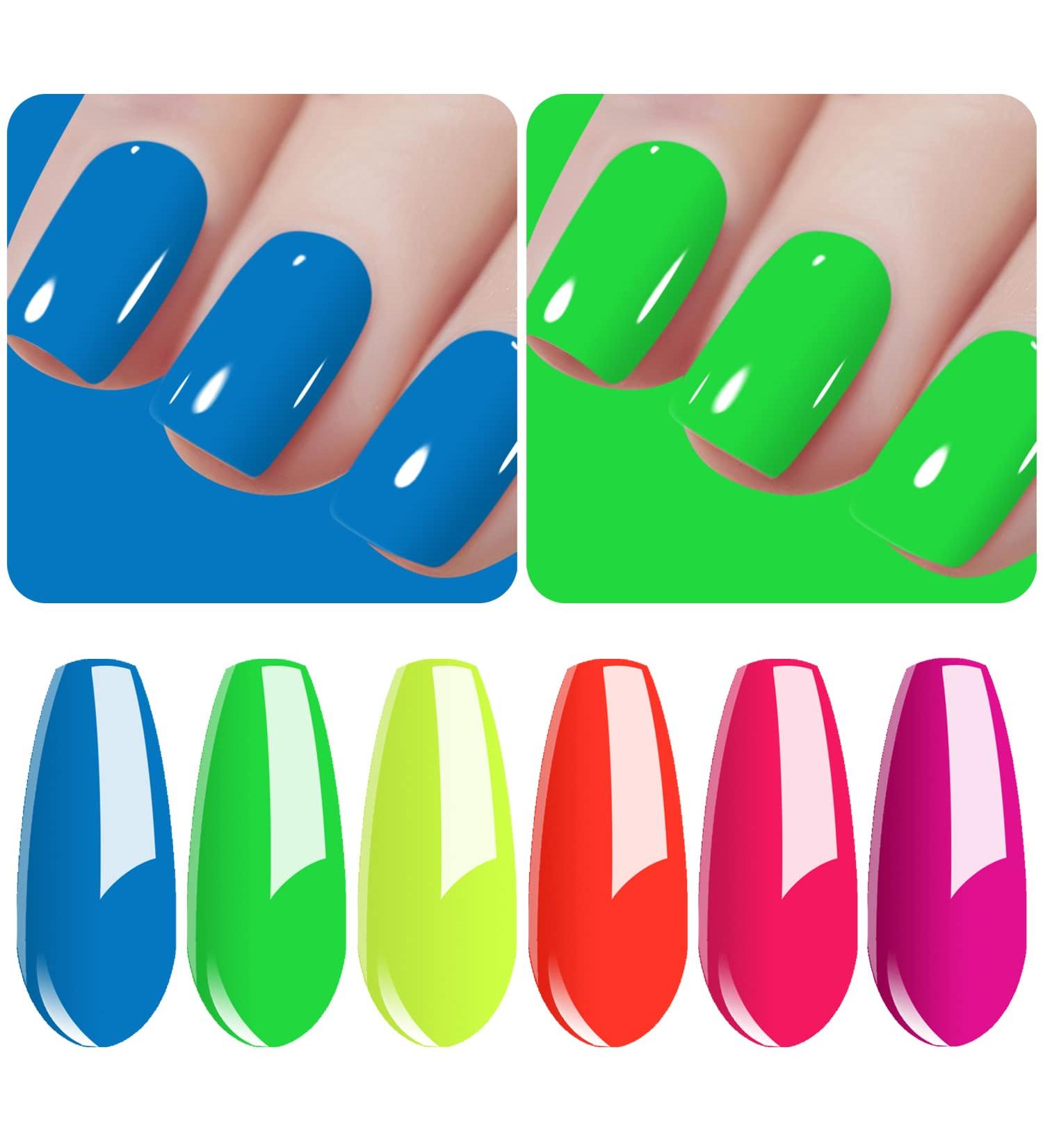 Vishine Neon Gel Nail Polish Starter Kit - 6PCS Bright UV LED Manicure Set | Soak Off Neon Yellow Green Orange Red Varnish 8ML C010 - Buy Online on GoSupps.com