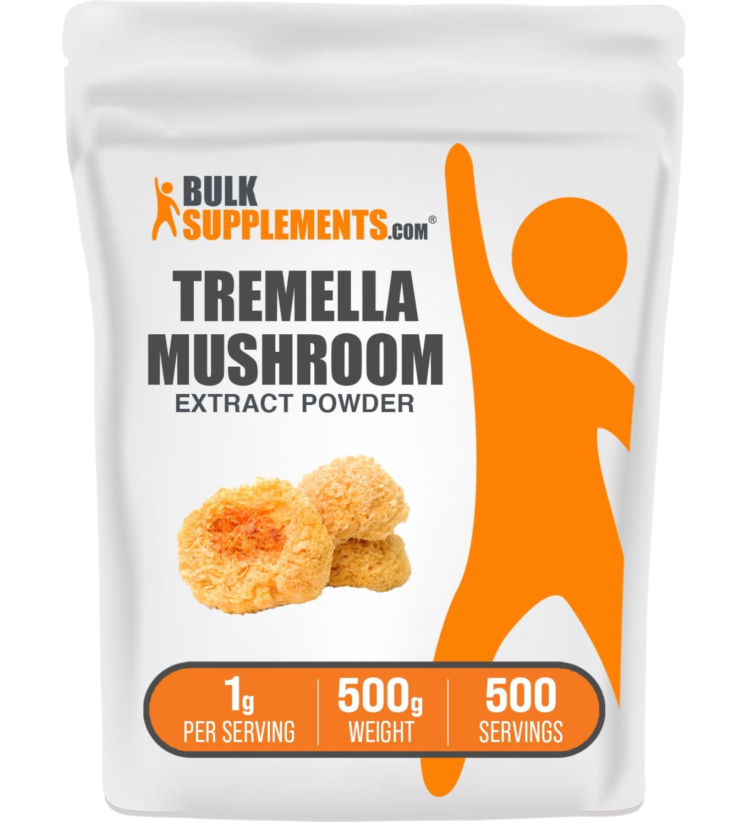 BulkSupplements.com Tremella Mushroom Extract - Tremella Fuciformis Extract Mushroom Supplement - Vegan & Gluten Free 1g per Serving 500g (1.1 lbs) (Pack of 1) 17.64 Ounce (Pack of 1) - Buy Online on GoSupps.com
