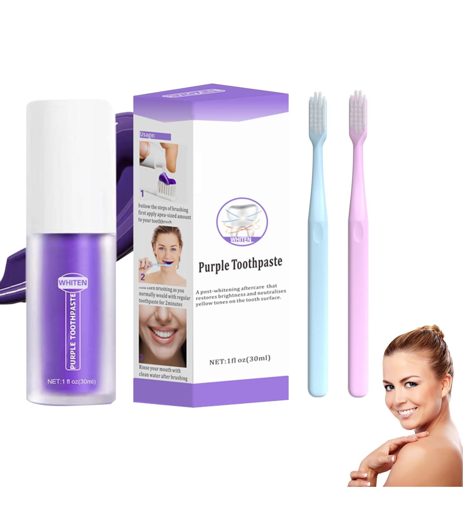 Purple Tooth Whitening Toothpaste - Effective Teeth Stain Removal & Brightening Formula for White Teeth - Buy Online on GoSupps.com