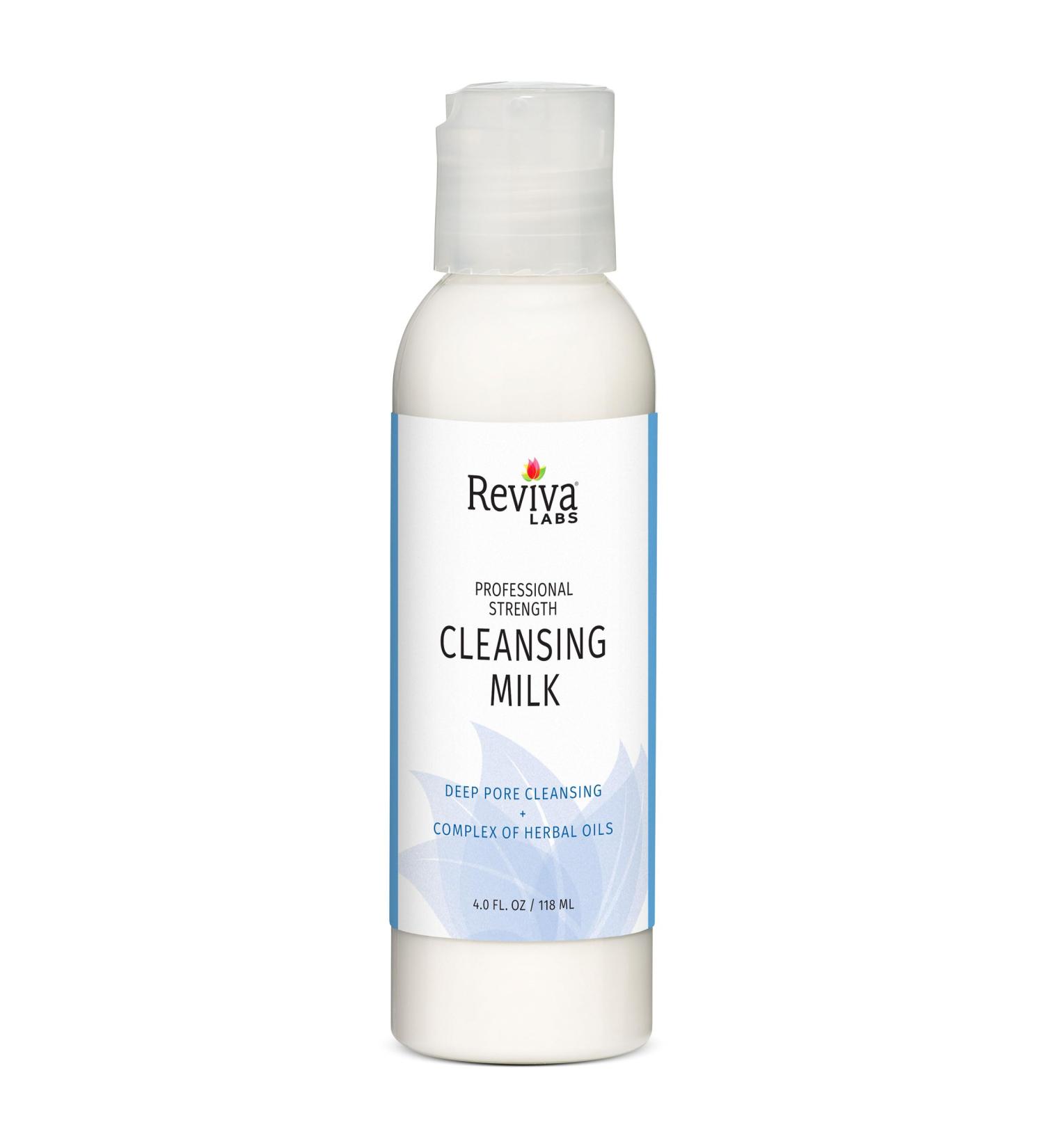 Reviva Labs Cleansing Milk Gentle Facial Cleanser for Sensitive Skin with Aloe & Botanical Oils Hydrating Milky Cleanser & Makeup Remover Vegan Face Wash for Dry or Mature Skin 4 fl oz - Buy Online on GoSupps.com