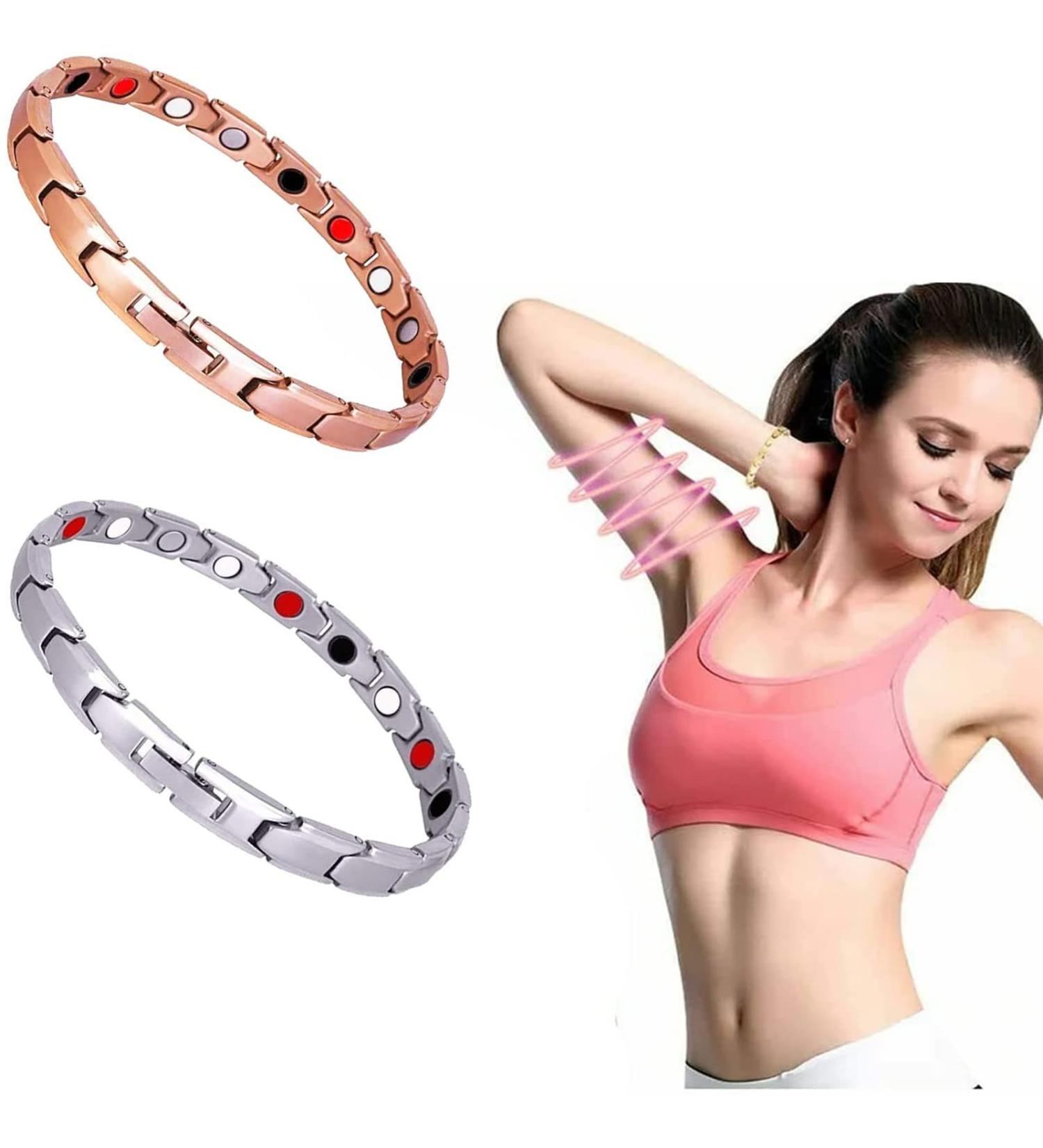 JDCP Lymph Drainage Magnetic Bracelet - Detox & Weight Loss Support in White & Rose Gold - Buy Online on GoSupps.com