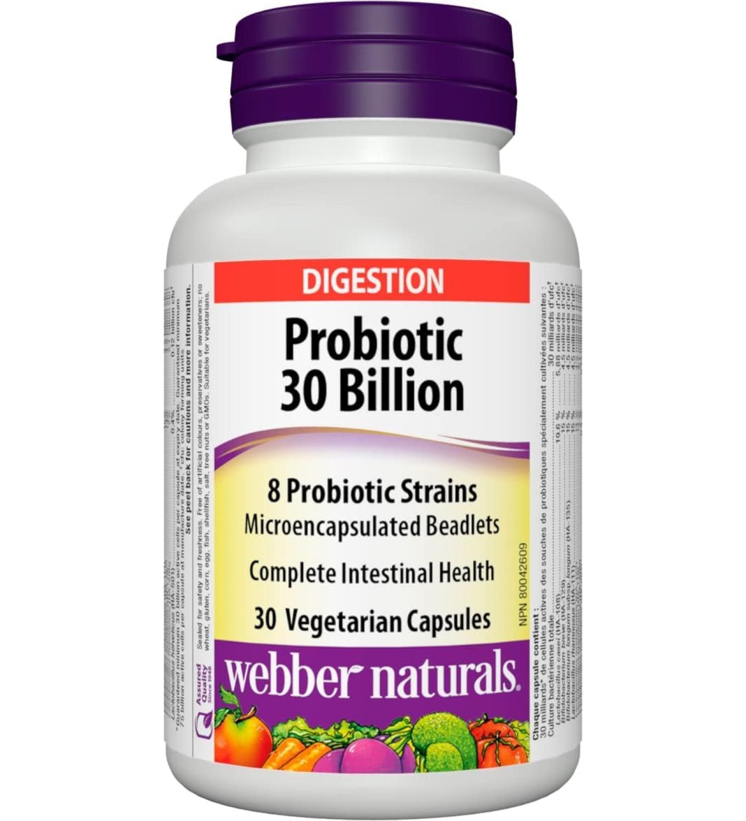 Webber Naturals Probiotic 30 Billion 8 Probiotic Strains 30 Capsules - Buy Online on GoSupps.com