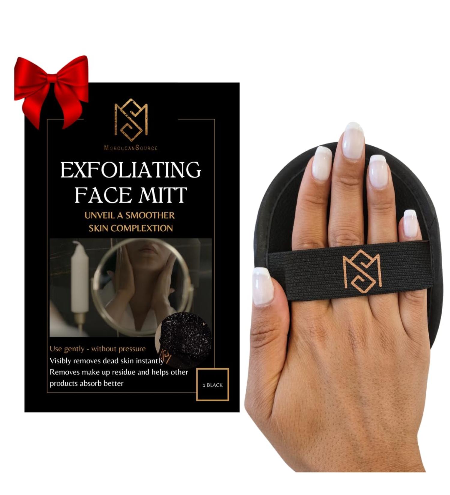 MS Premium Exfoliating Facial Mitt - Dry Skin Remover for Face Deep Exfoliating Scrubber Instantly Removes Dry Skin Gently Improves Complexion Shower Mitt for Gentle Face Exfoliation 1pc - Black - Buy Online on GoSupps.com