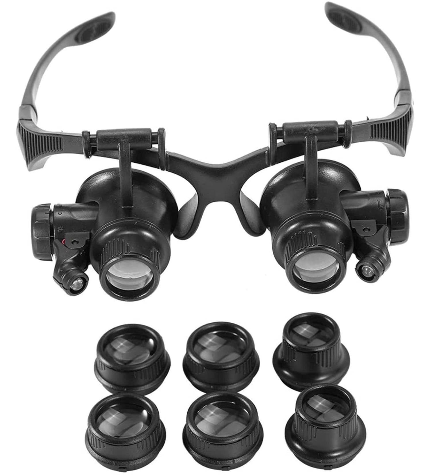 Magnifying Glasses Headband Magnifier 10X 15X 20X 25X Magnification Adjustable LED Light Magnifier Jewellery Watch Repair Magnifying Glass Tool - Buy Online on GoSupps.com