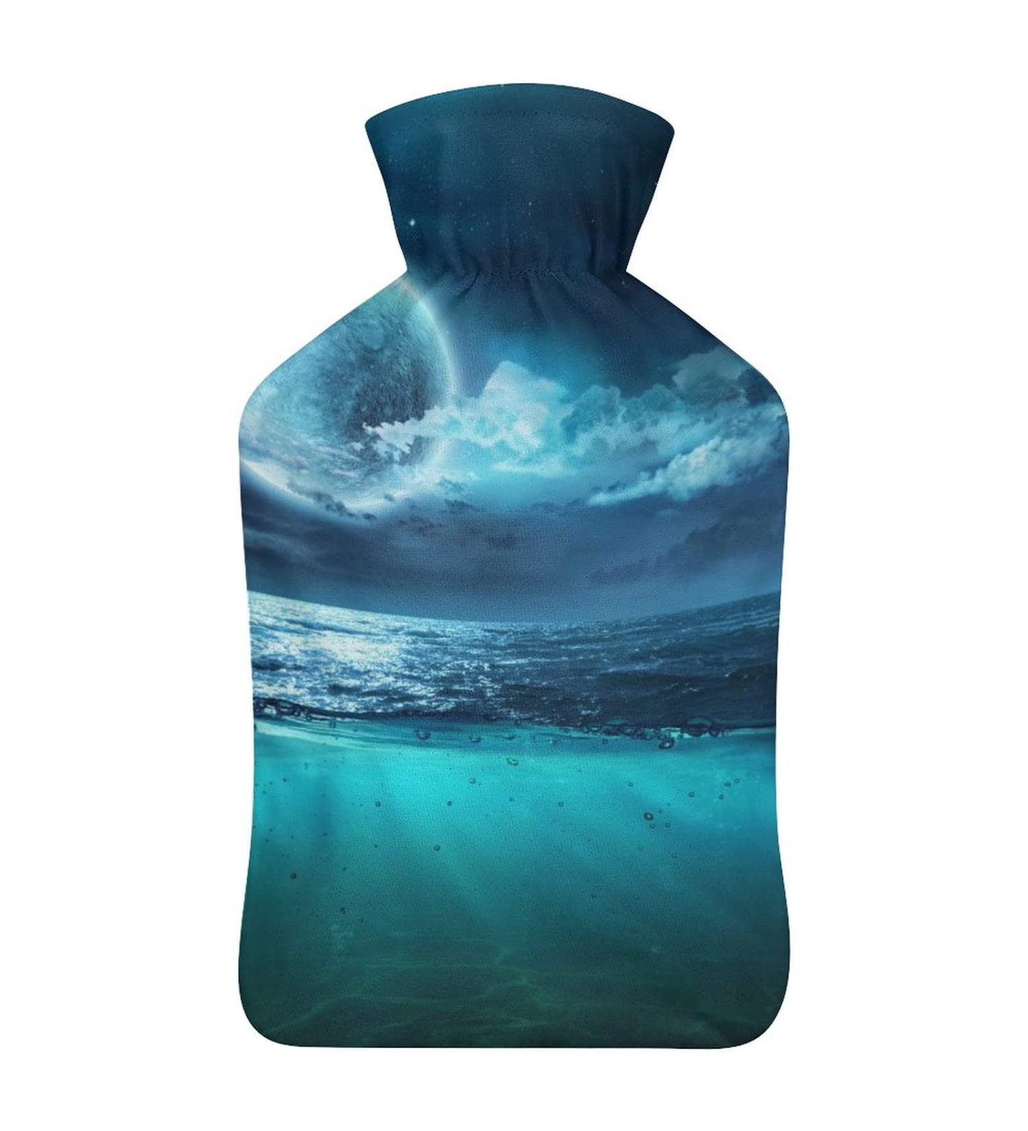 Hot Water Bottle with Lid - Moon Landscape Rubber Hot Water Bag for Pain Relief Cramps & Foot Warmer | Hot & Cold Therapy - Buy Online on GoSupps.com