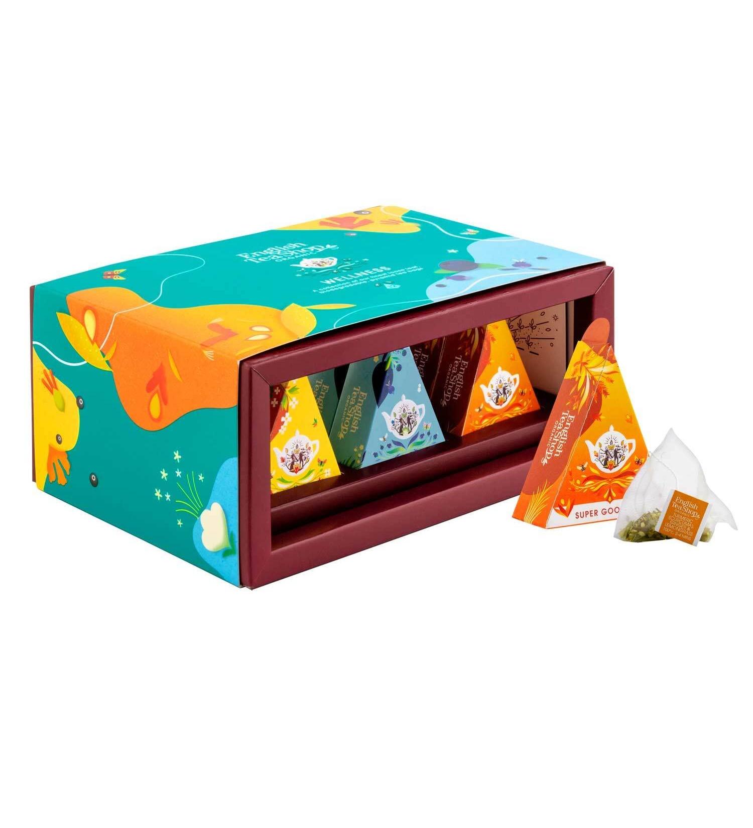 Shop ETS Organic Tea Gift Set - Wellness Sample Box with 12 Pyramid Bags for Birthdays Mother's Day Easter & Christmas - Buy Online on GoSupps.com