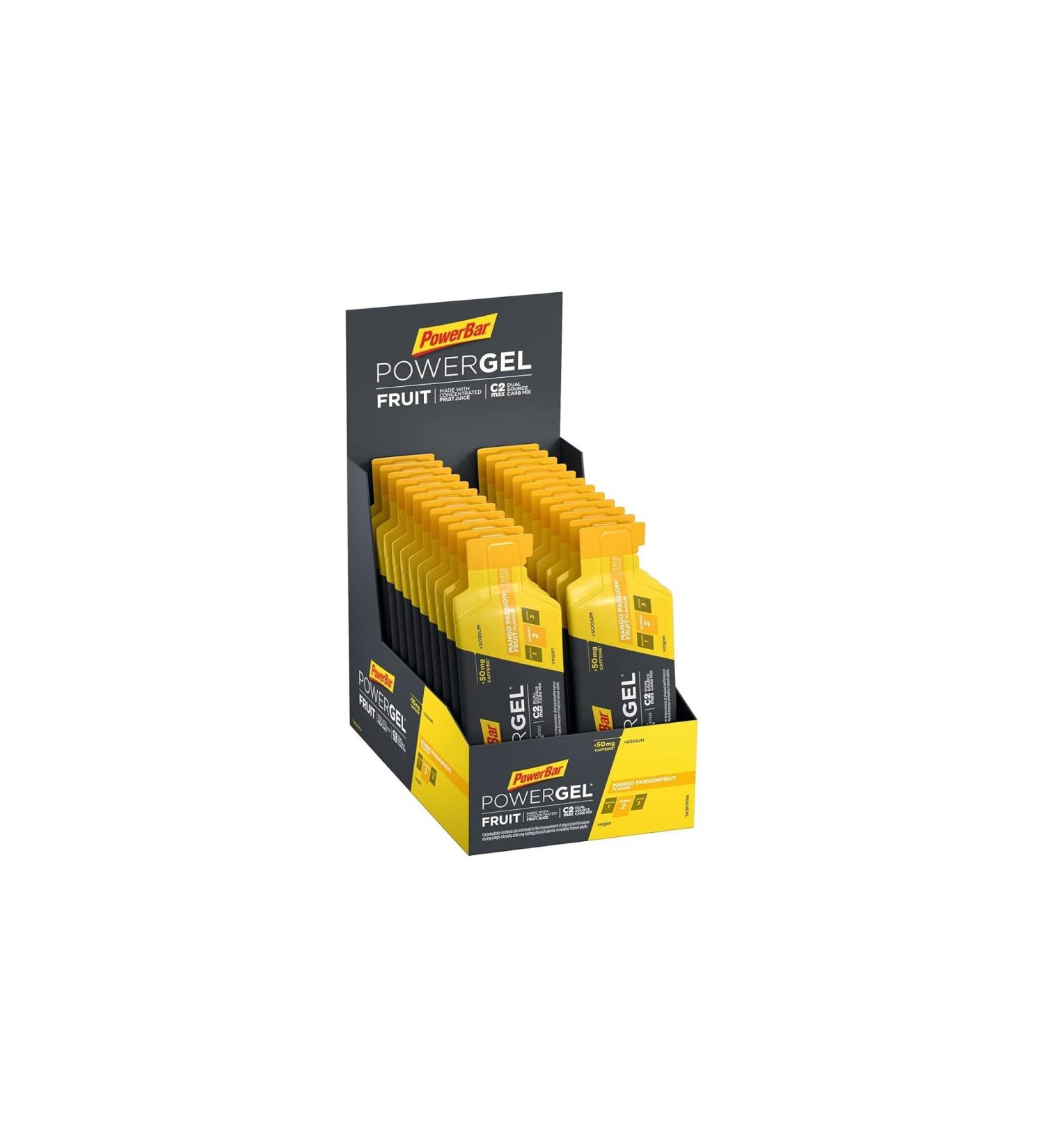 Powerbar Powergel Fruit Mango Passionfruit 24x41g - High Carb Energy Gel with C2Max & 50mg Caffeine - International Shipping Available - Buy Online on GoSupps.com