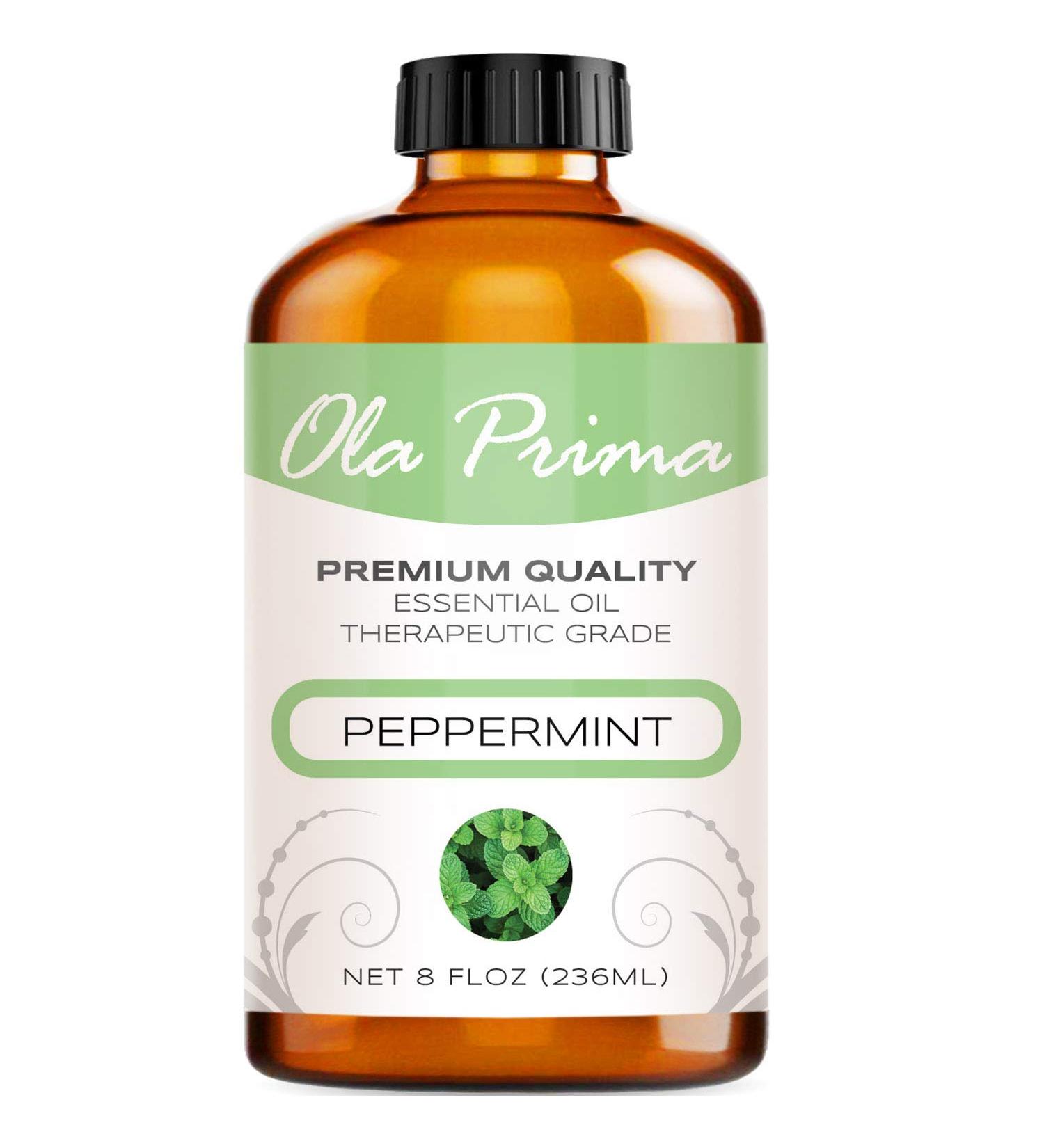 Ola Prima Peppermint Essential Oil 8oz - 100% Pure & Natural - Aromatherapy Grade - Buy Online on GoSupps.com