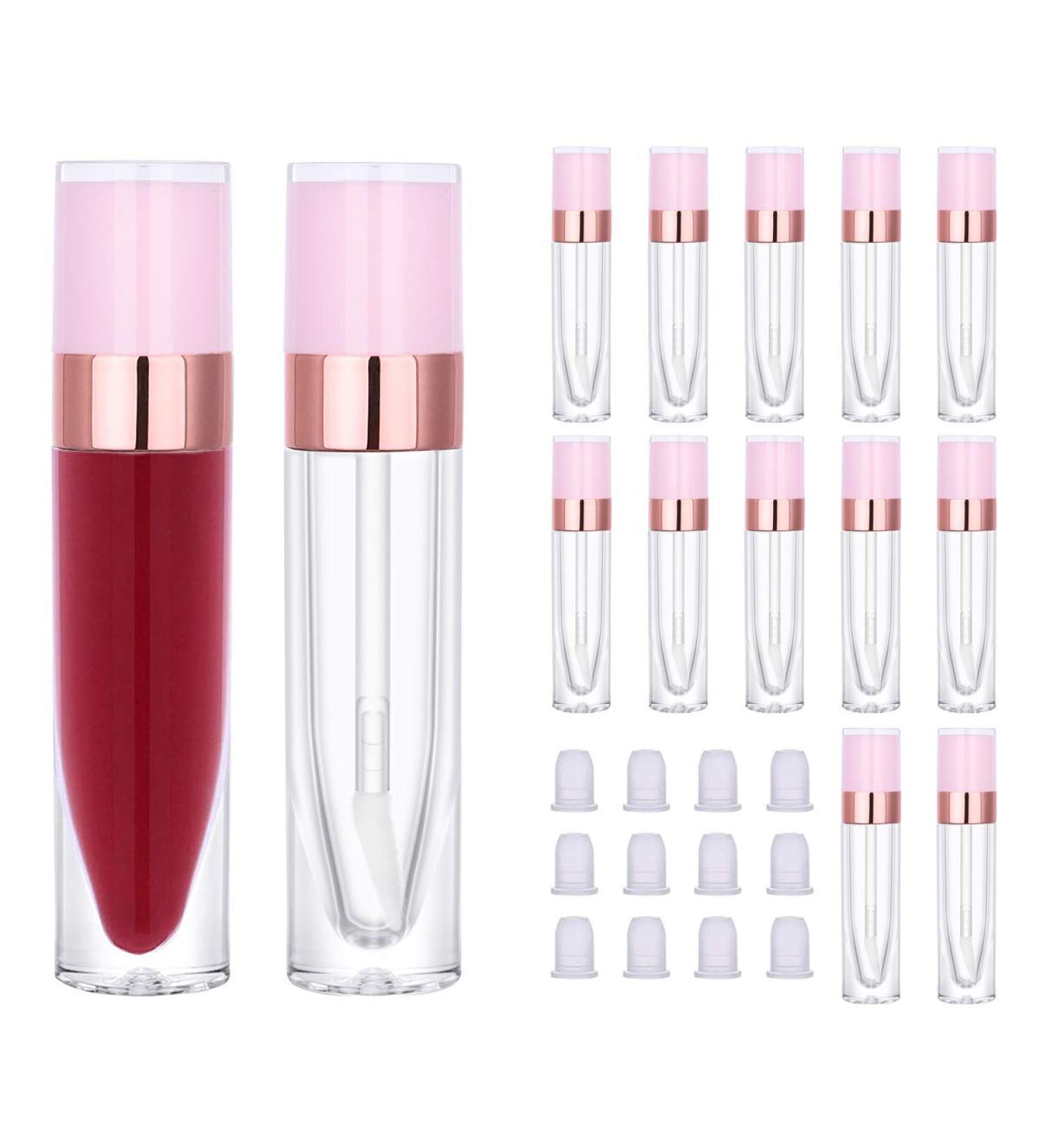 CAIYA 12Pcs Lip Gloss Tubes 6.4ml Empty Containers for DIY Lip Gloss - Pink Rose Gold | Refillable Lipstick Tubes with Rubber Stoppers - Buy Online on GoSupps.com