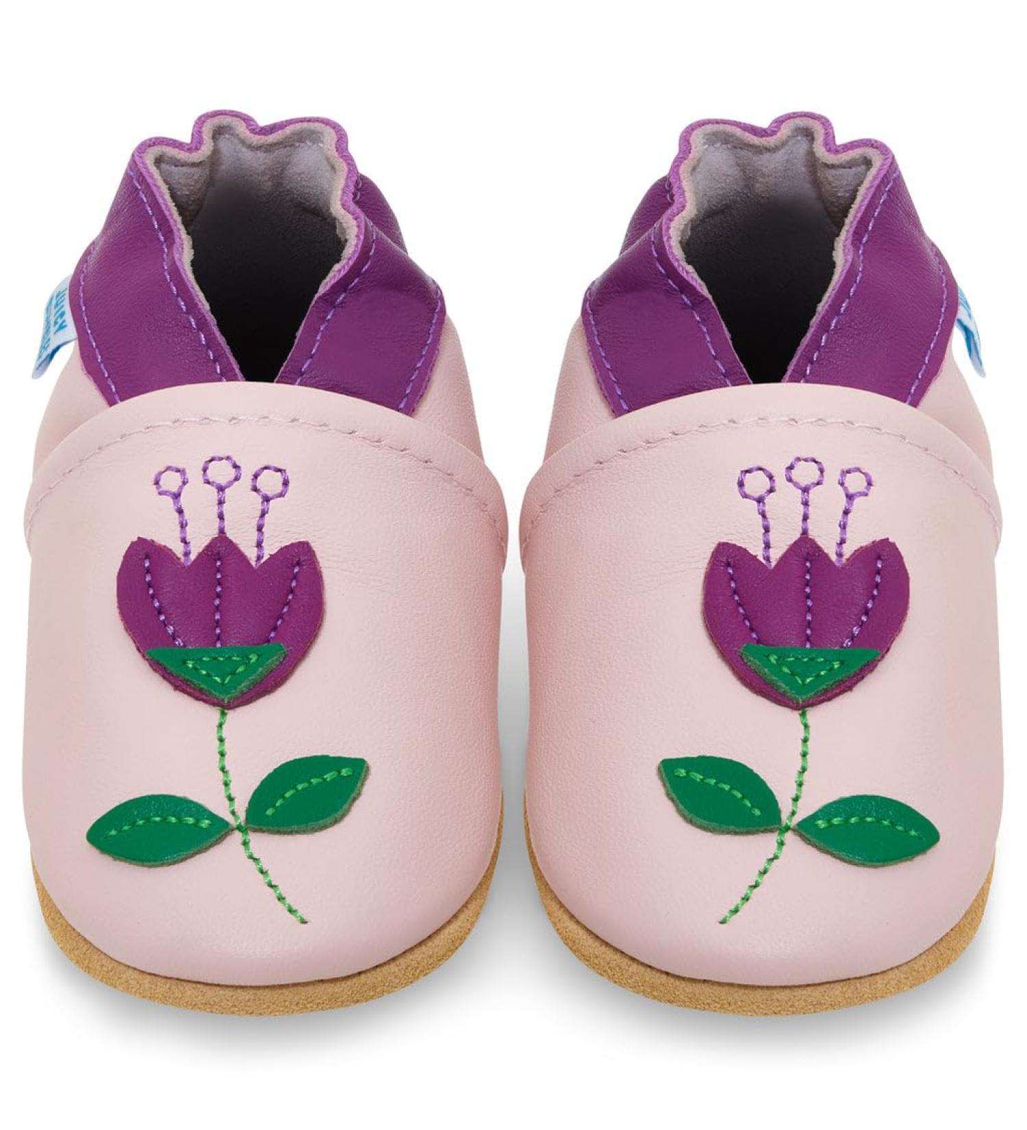 Soft Sole Leather Baby Shoes for Girls and Boys | Toddler Walking Shoes 0-6 Months - Tulips - Buy Online on GoSupps.com