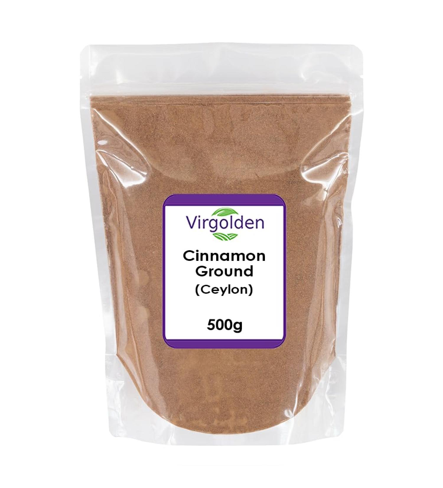 Cinnamon Ground (Ceylon) 500g by Virgolden - Perfect Powdered Seasoning for Cooking Desserts Tea and Delights - Buy Online on GoSupps.com