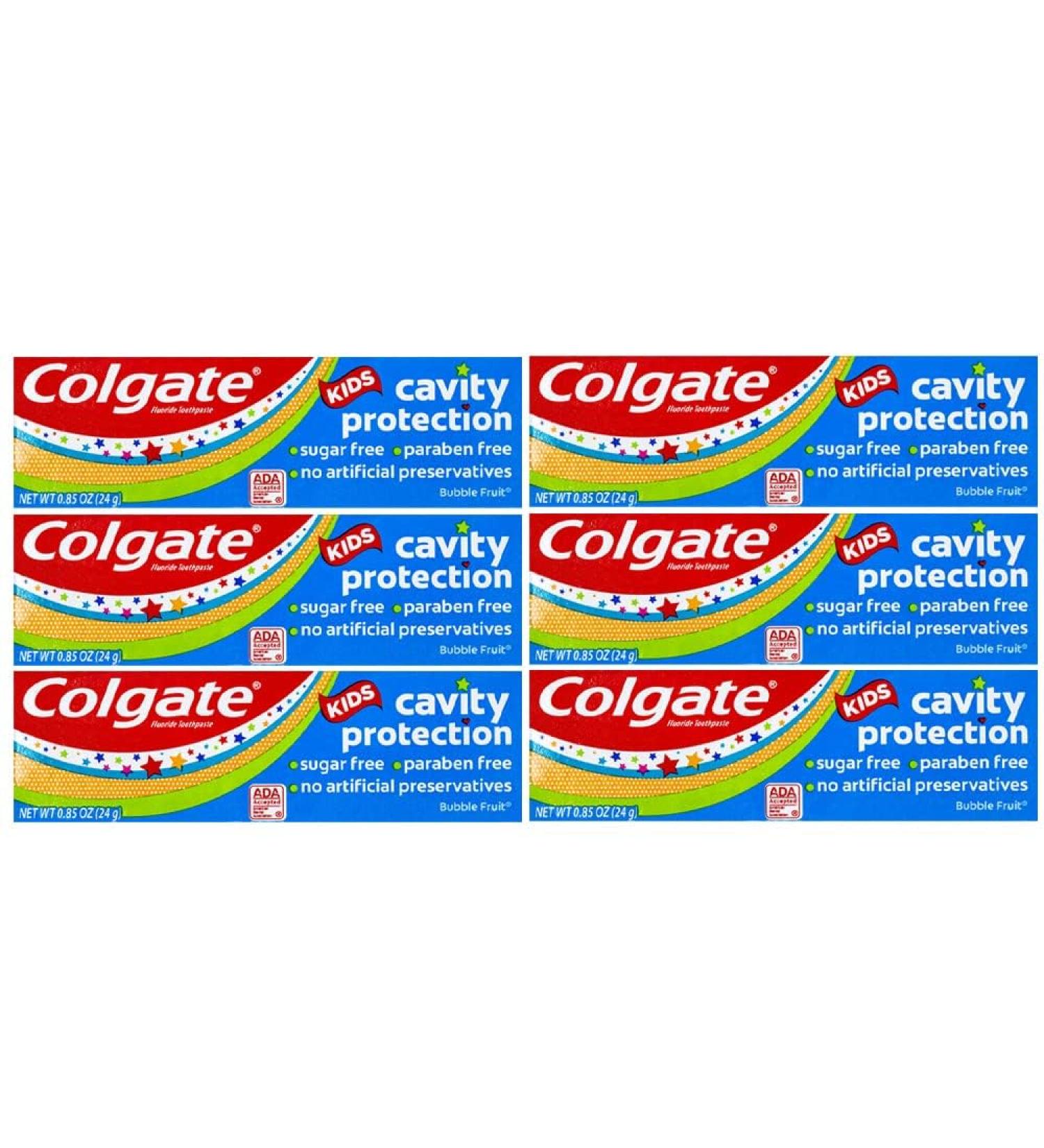 Colgate Kids Cavity Protection Fluoride Toothpaste - Bubble Fruit Flavor Travel Size 0.85 oz (Pack of 6) - International Shipping Available - Buy Online on GoSupps.com