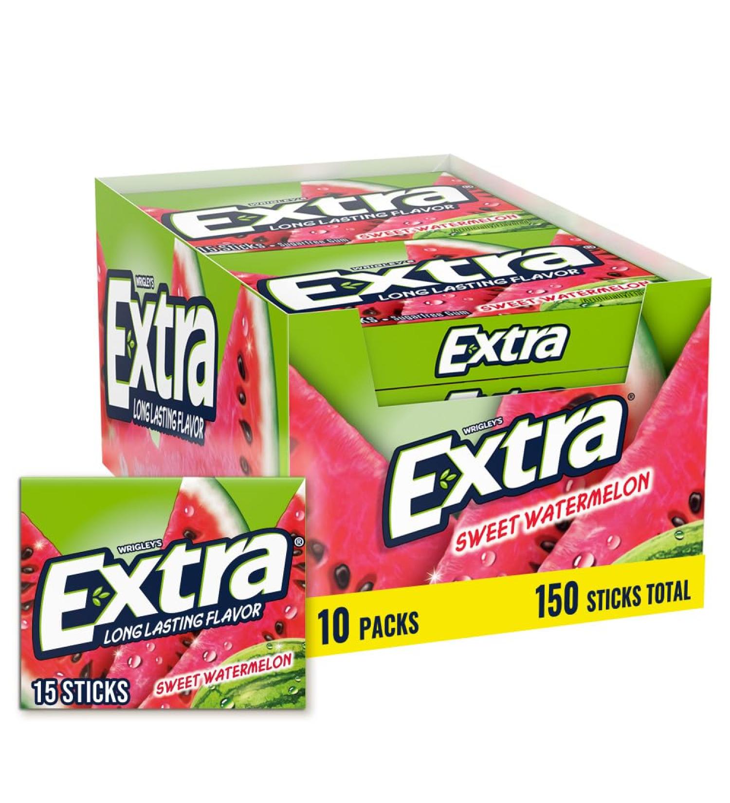 Extra Sugar Free Gum Sweet Watermelon 15 Stick Slim Pack (Pack of 10) by Extra Foods  - Buy Online on GoSupps.com