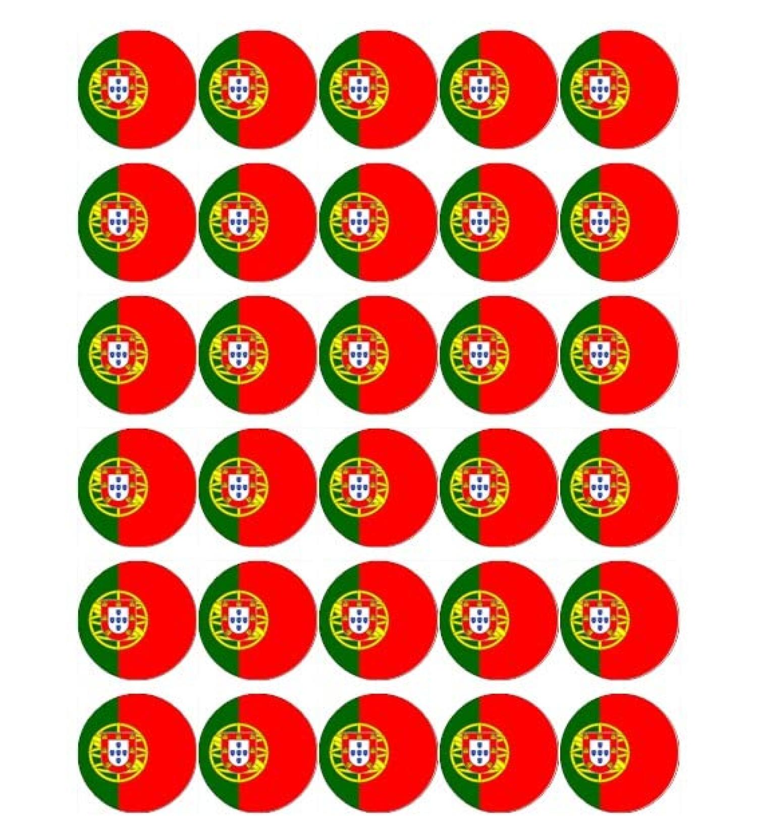 30 Portugal Portuguese Flags Cupcake Toppers Edible Wafer Paper Fairy Cake Toppers Birthday Cake Decorations