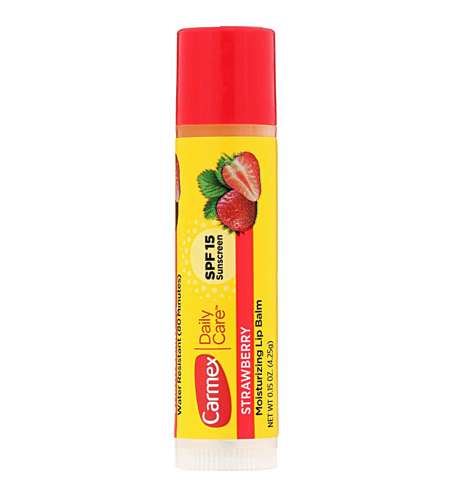 Carmex Cold Sore Relievers & Daily Care Strawberry Lip Balm with SPF 15 - 0.15 Oz | Shop Internationally - Buy Online on GoSupps.com