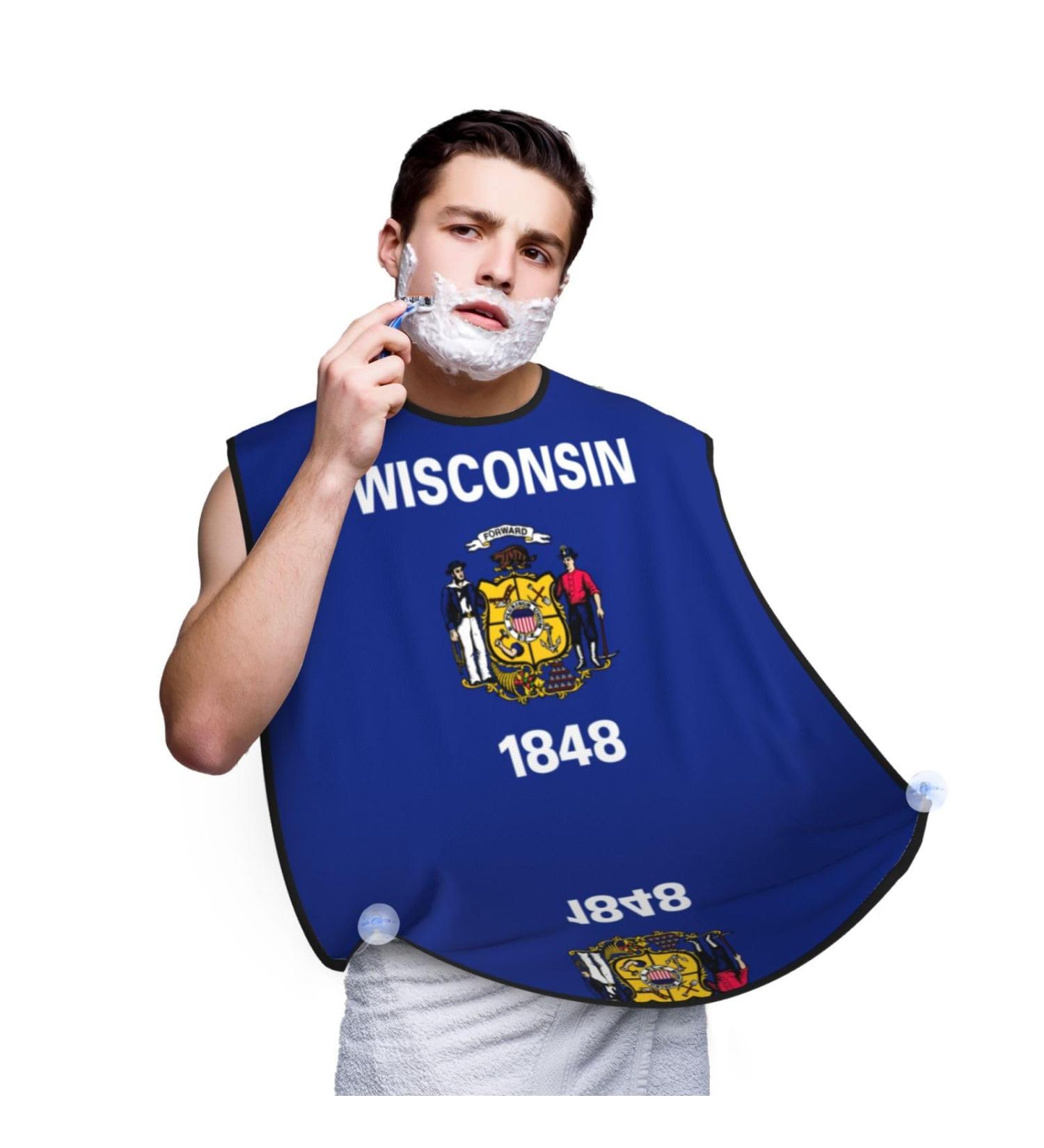 Buy Wisconsin State Flag Beard Bib Apron - Men's Beard Hair Catcher & Trimming Cape - Black - Buy Online on GoSupps.com