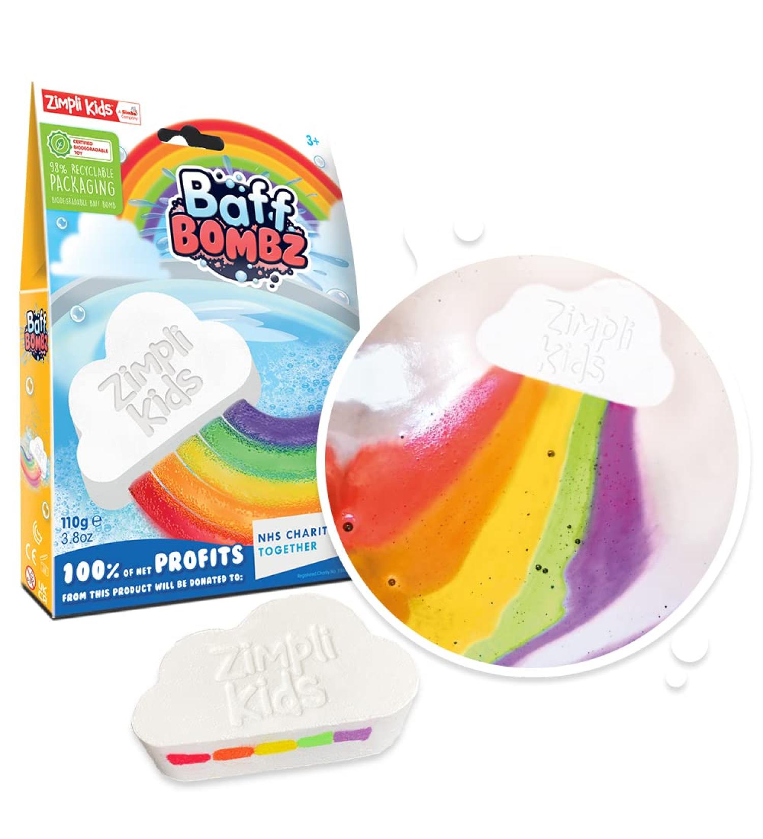 Zimpli Kids Large Cloud Rainbow Bath Bomb | Multi-Colour Special Effect | Birthday Gifts for Boys & Girls | Pocket Money Toy | Vegan & Cruelty Free - Buy Online on GoSupps.com